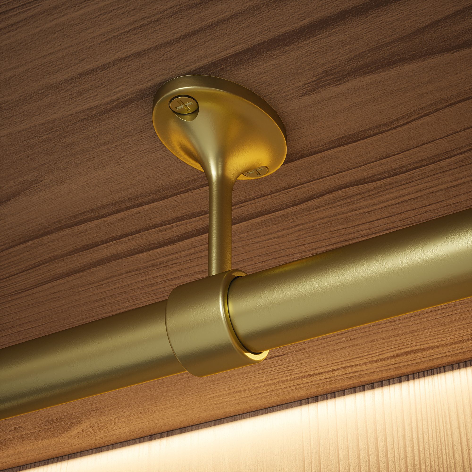 Rothley Satin Brass effect Zinc alloy Rail centre bracket (Dia)25mm