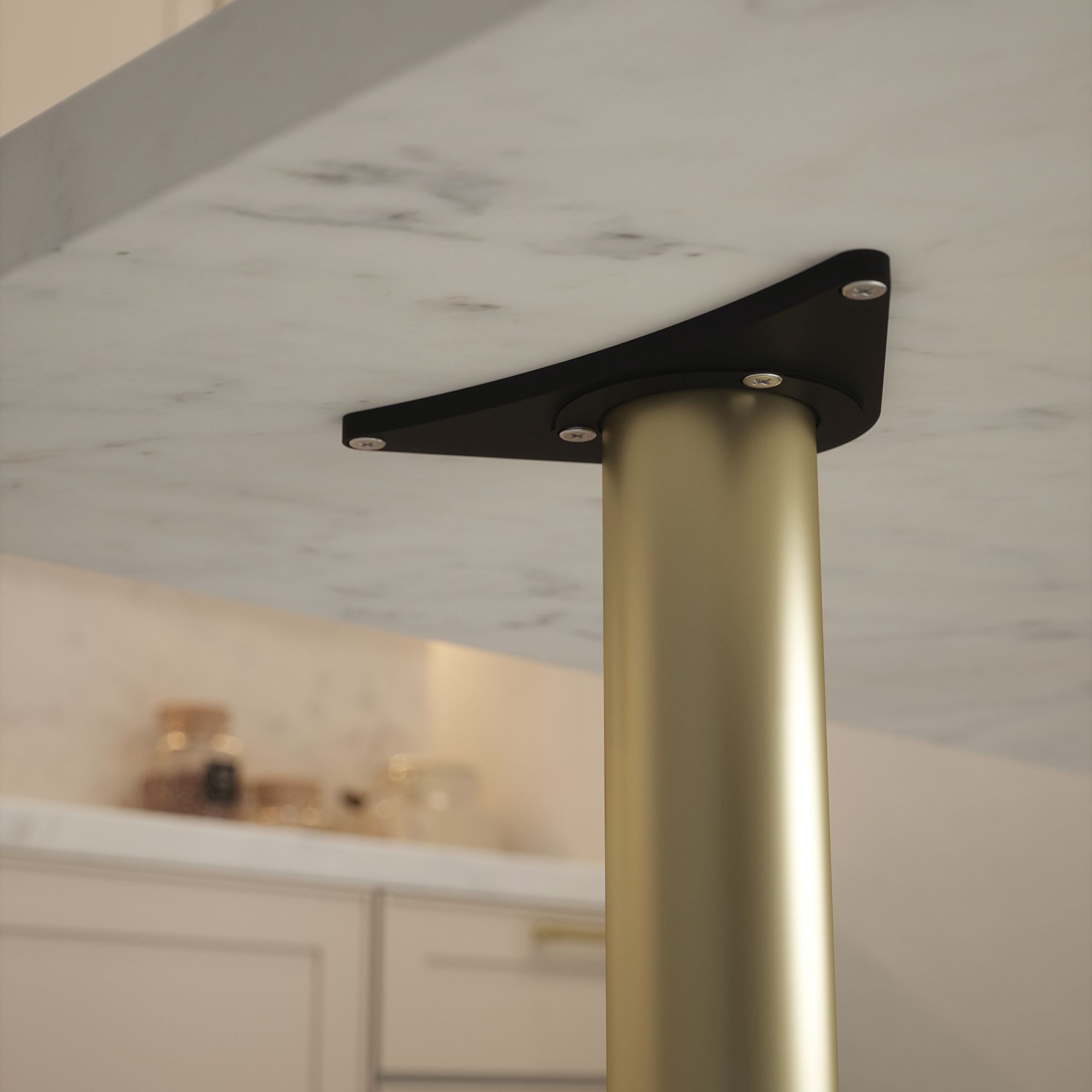 Rothley Satin Brass Straight Worktop support leg (Dia)60mm (H)900mm