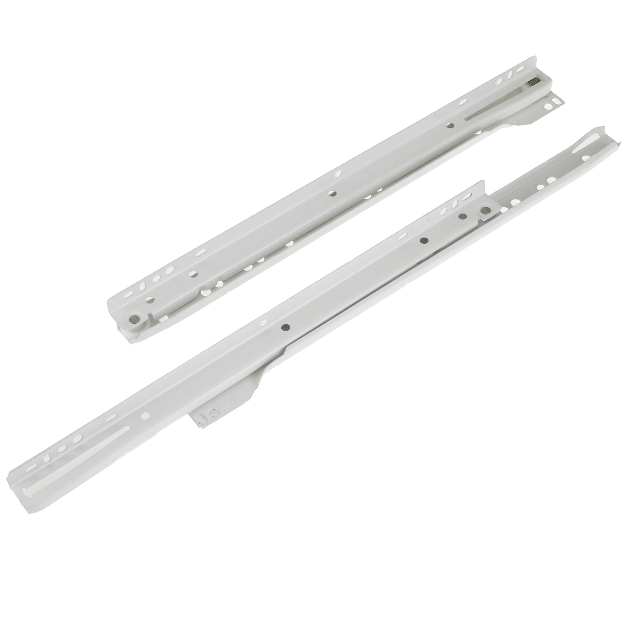 Rothley White Self close Bottom-fixed Steel Drawer runner (L)400mm, Pack of 2