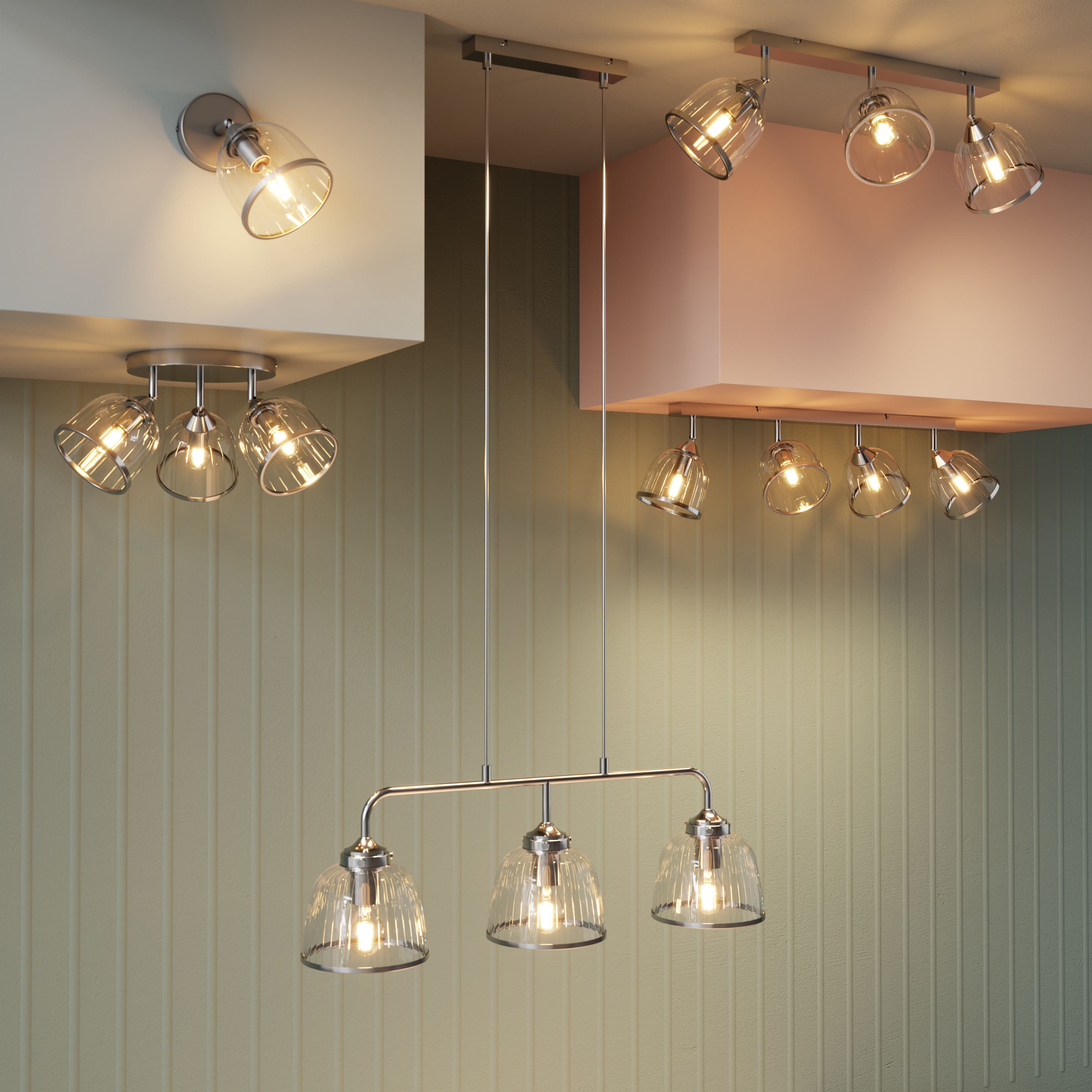 Rothwell Bar Chrome effect 3 Light Spotlight