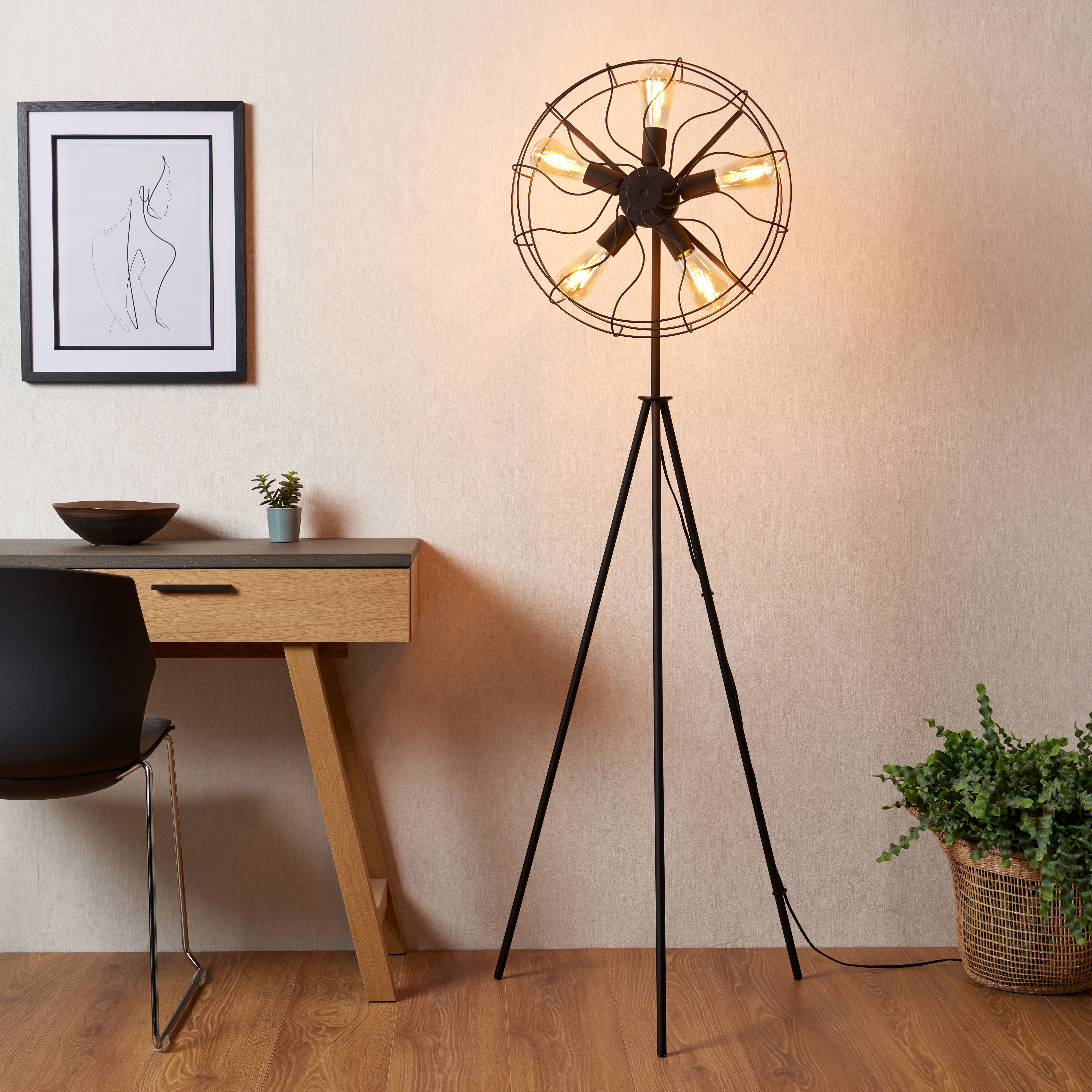 Rotor Matt Black Floor light