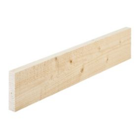 Rough Sawn Whitewood spruce Stick timber (L)2.4m (W)100mm (T)25mm, Pack of 4
