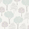 Rowan Duck egg & heather Tree Glitter effect Smooth Wallpaper