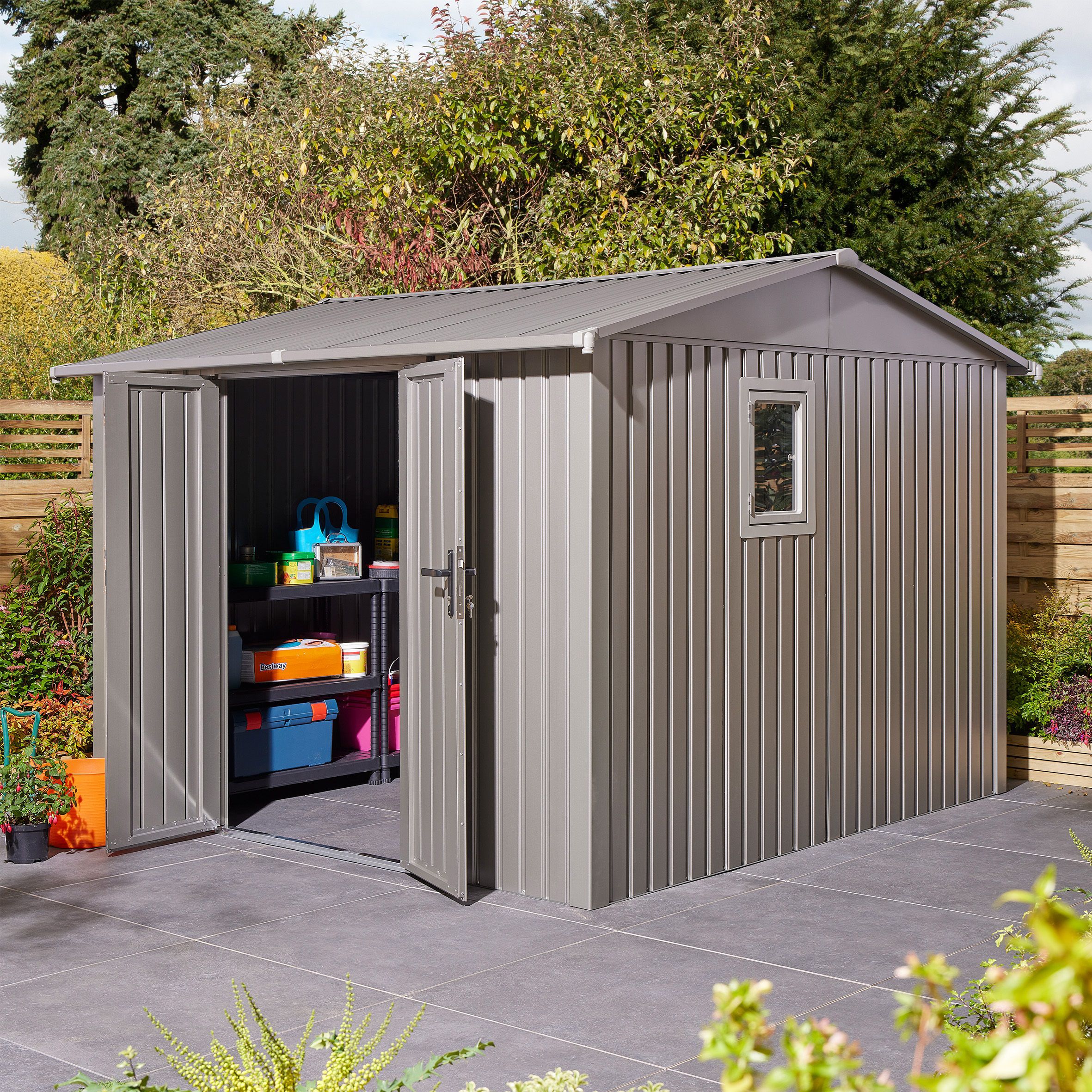 Rowlinson Brentvale 10x10 ft Apex Metal 2 door Shed