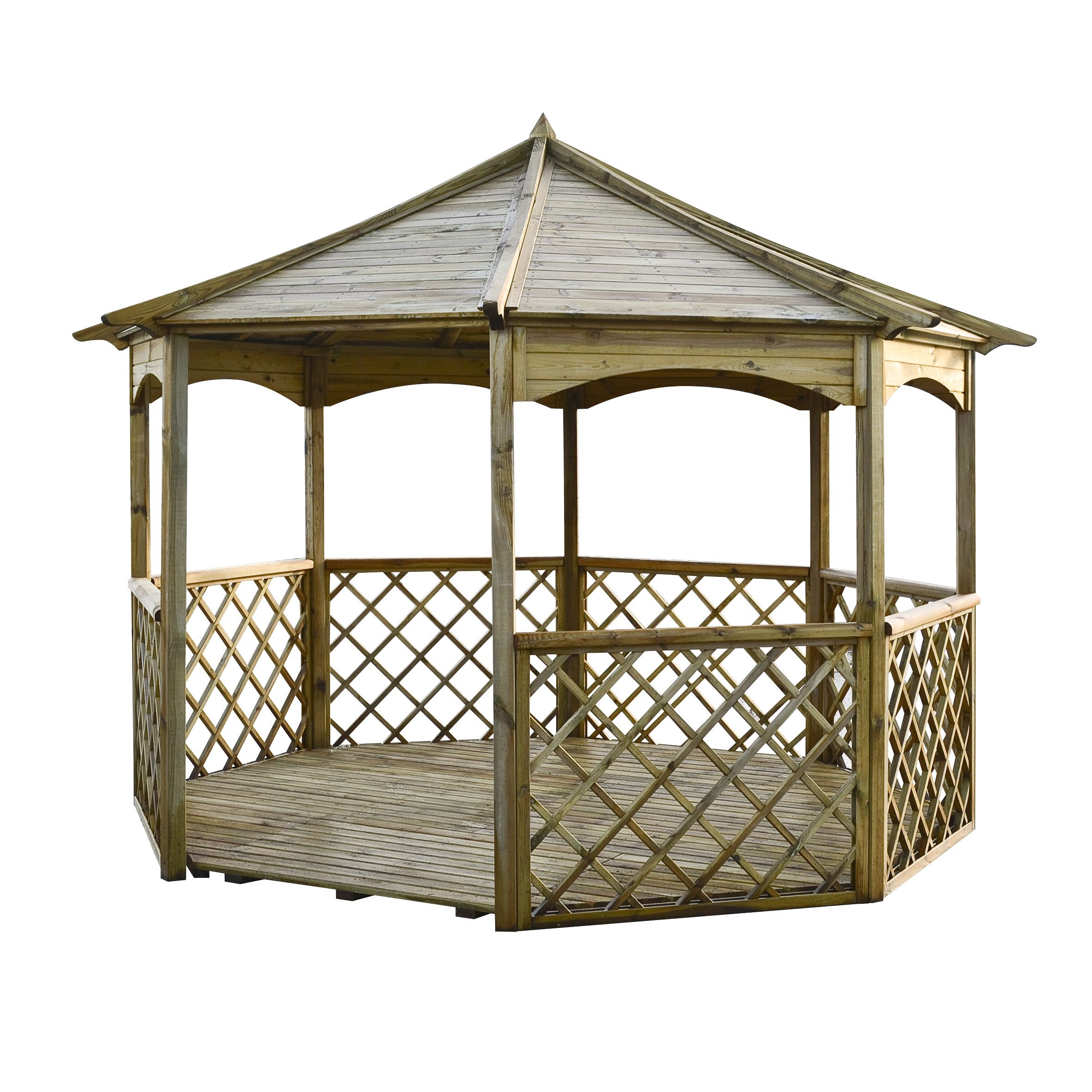 Rowlinson Buckingham Natural Octagonal Gazebo, (W)3.57m (D)3.57m - Assembly required