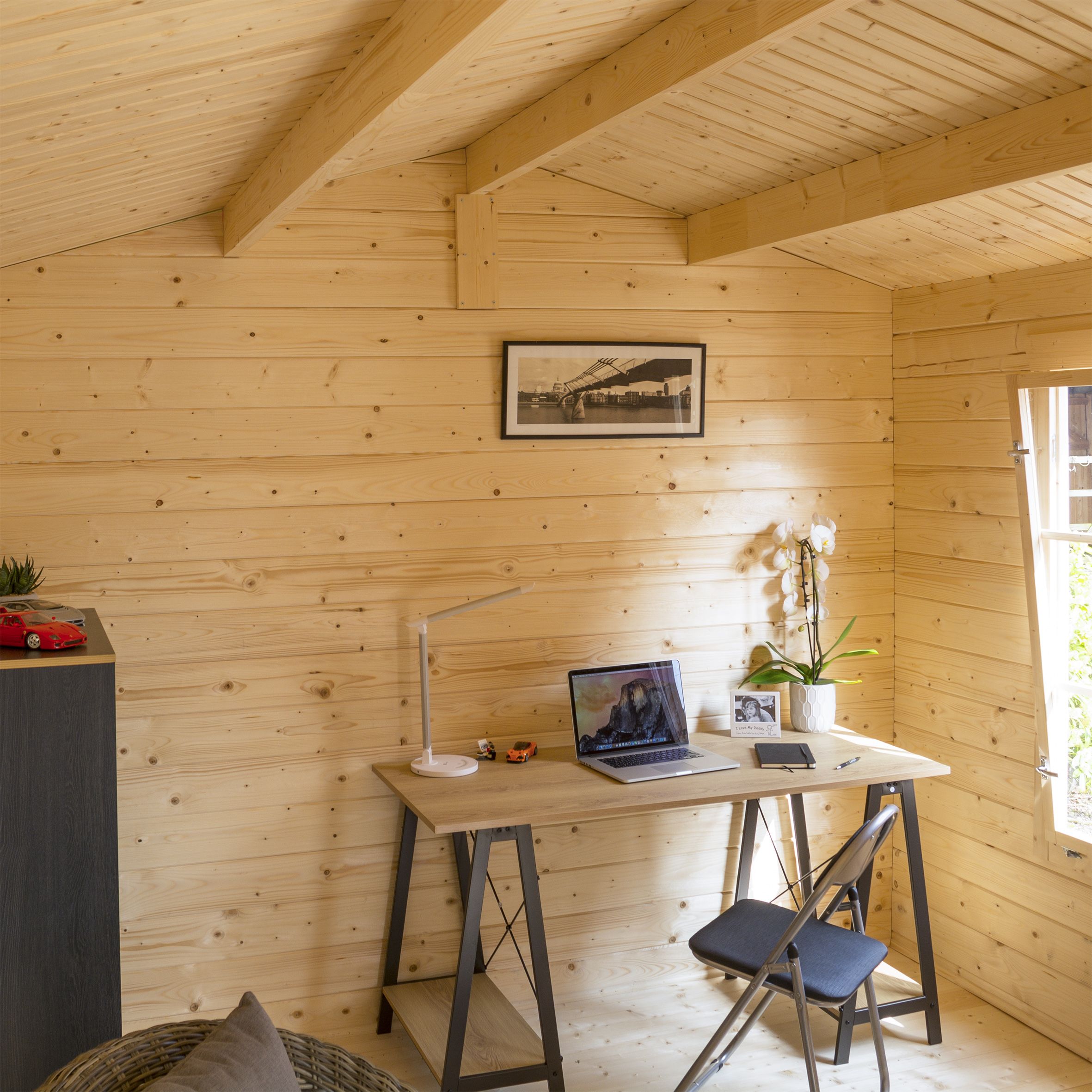 Rowlinson Cabin 10x13 ft Toughened glass Apex Wooden Cabin