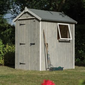 Rowlinson Heritage 6x4 ft Apex Grey Wooden Shed with floor & 1 window