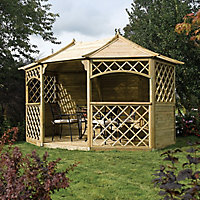 Rowlinson Sandringham Natural Octagonal Gazebo, (W)3.94m (D)3m - Assembly service included