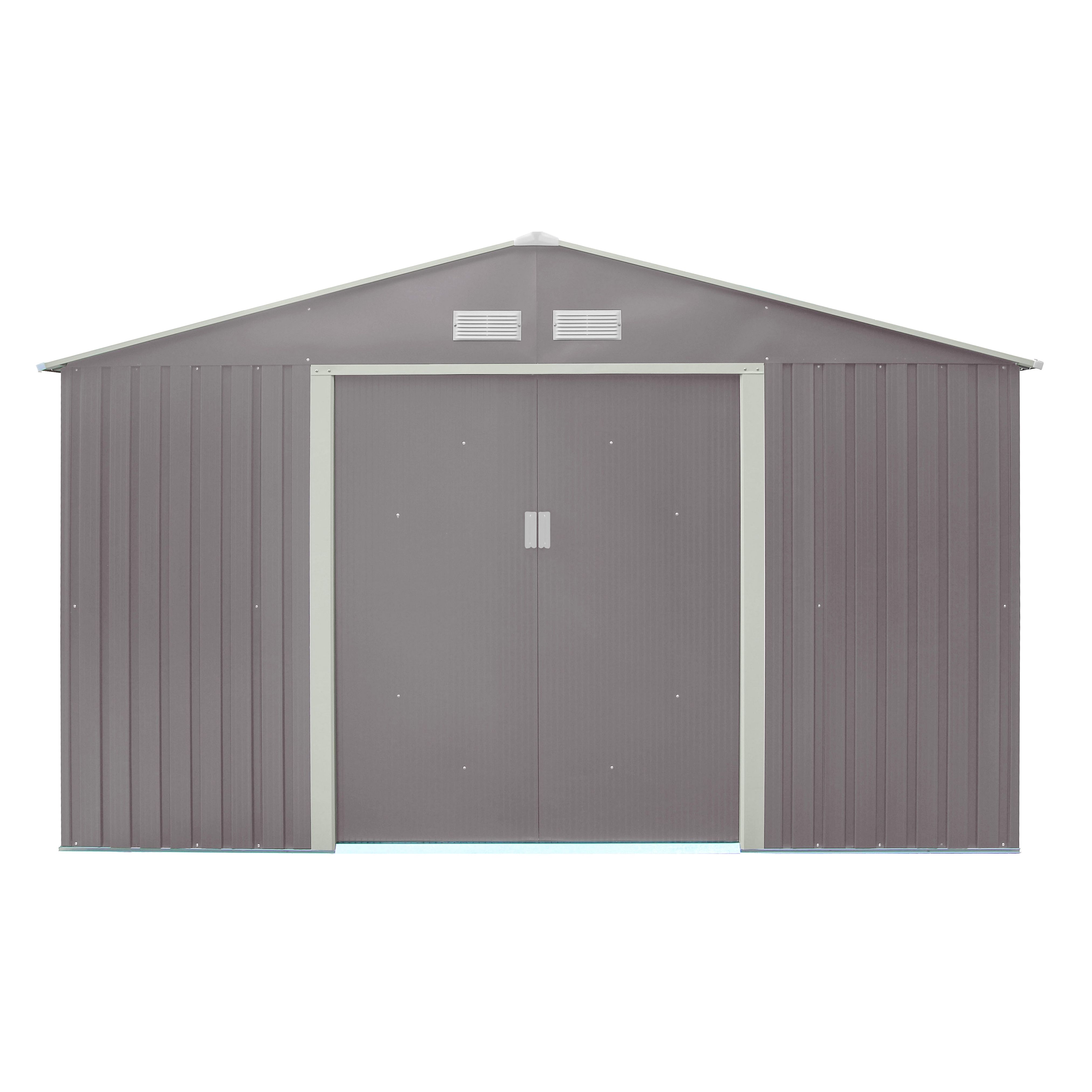 Rowlinson Trentvale 10x8 ft Apex Light grey Metal 2 door Shed