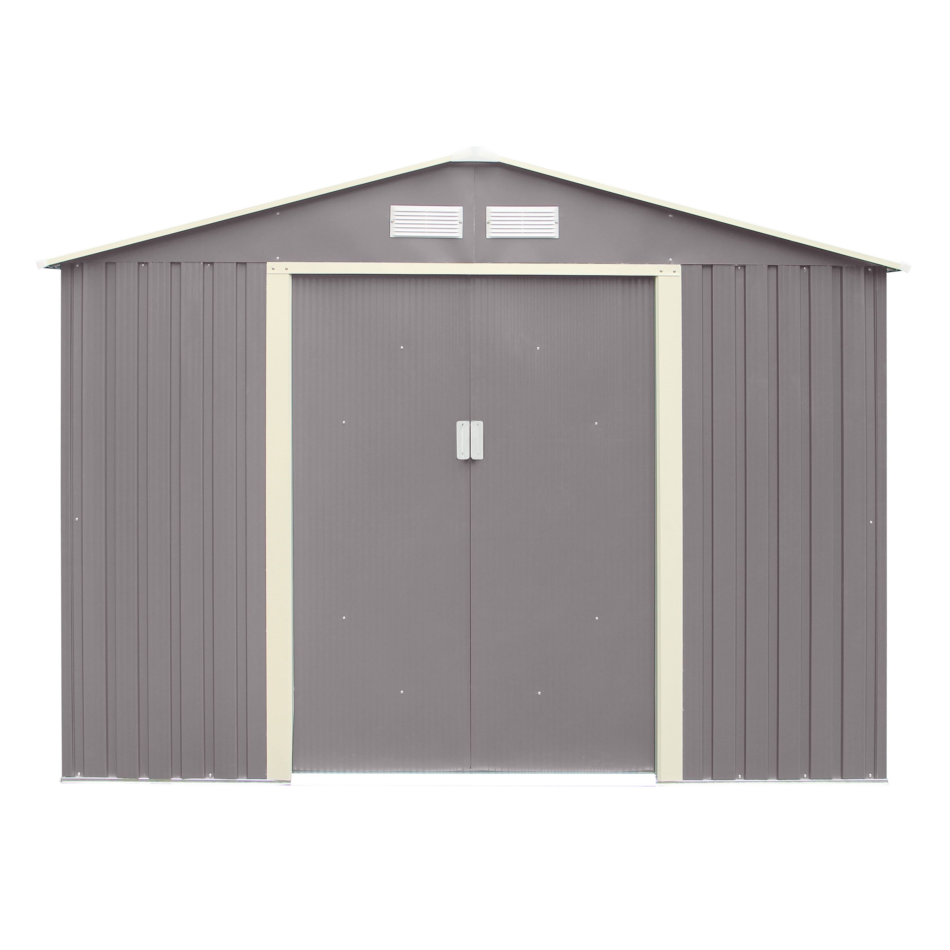 Rowlinson Trentvale 8x6 ft Apex Light grey Metal 2 door Shed