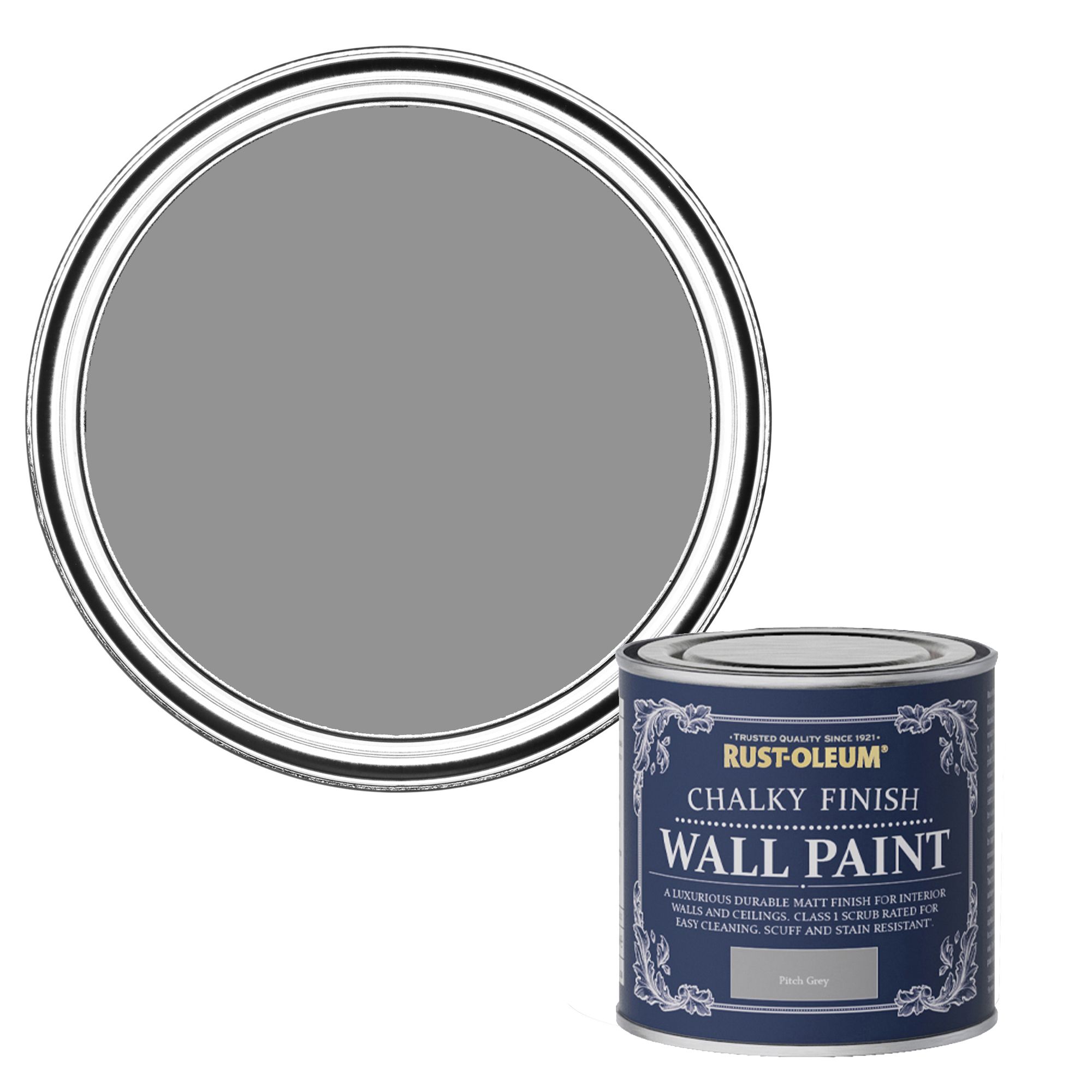 RustOleum Chalky Finish Wall Pitch grey Flat matt Emulsion paint
