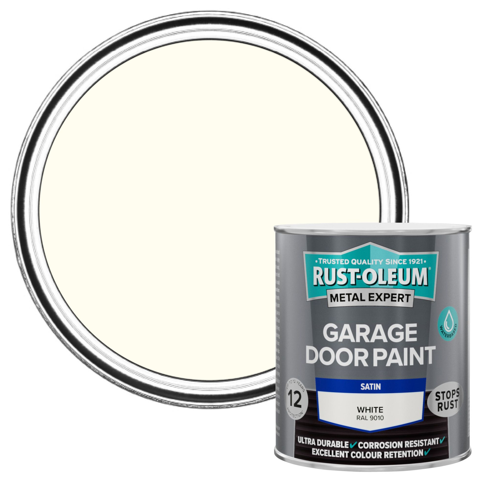 Rust-Oleum Expert White Satin Metal, UPVC & wood paint, 750ml Tin