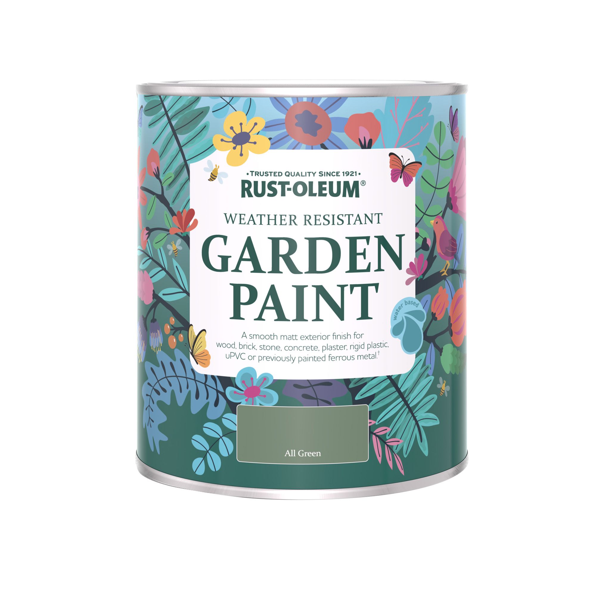 Rust-Oleum Garden Paint All Green Matt Multi-surface Garden Paint, 750ml Tin