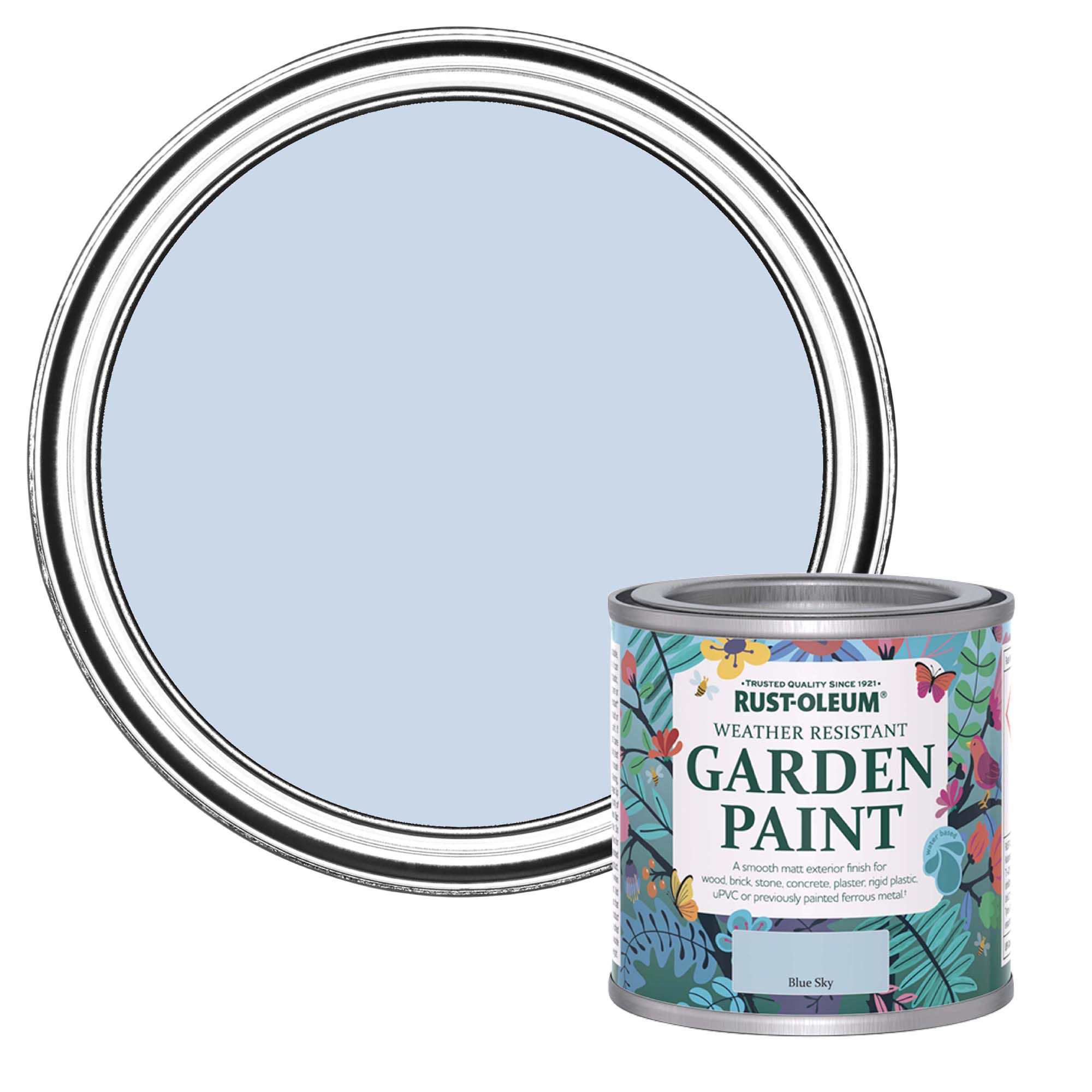 Rust-Oleum Garden Paint Blue Sky Matt Multi-surface Garden Paint, 125ml Tin