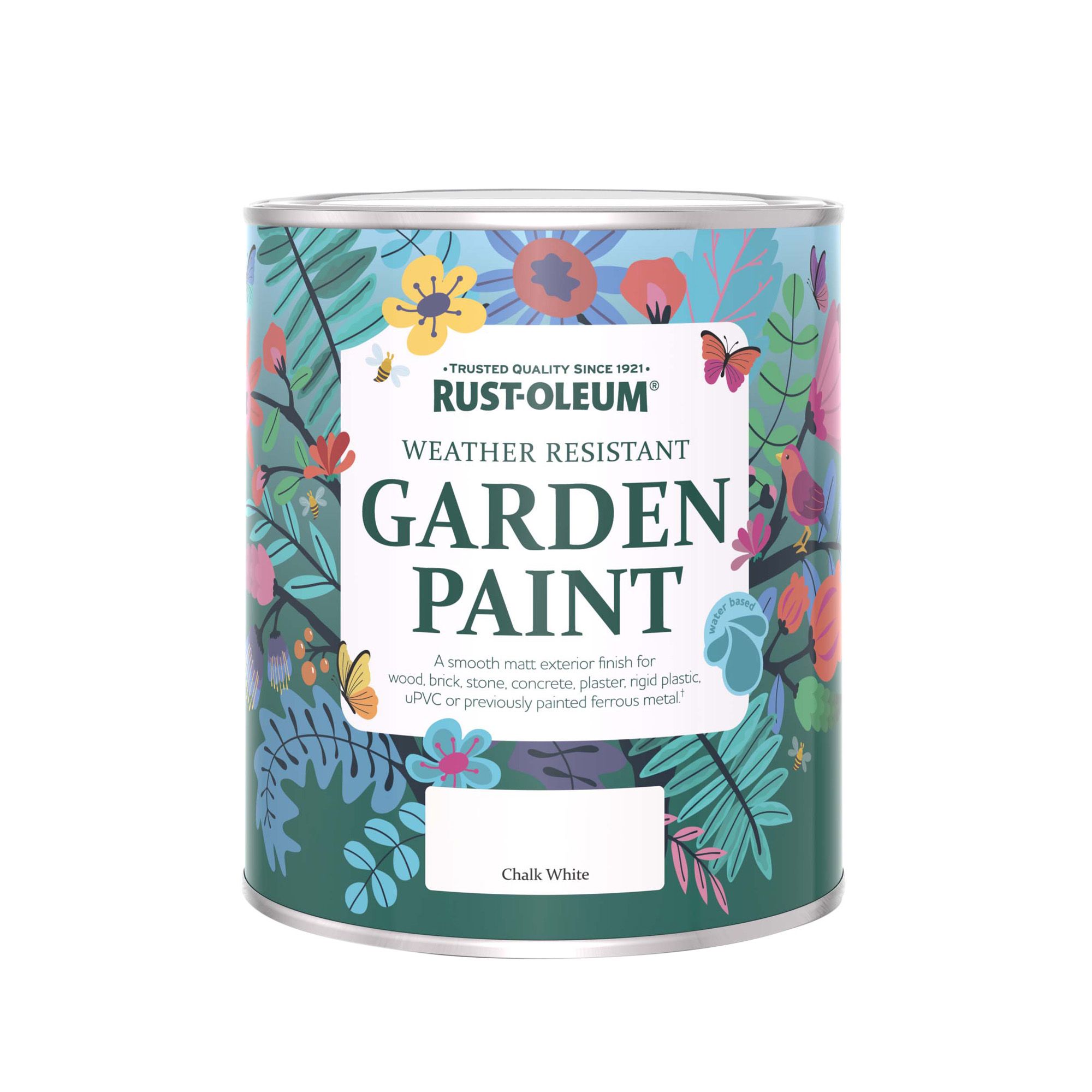 Rust-Oleum Garden Paint Chalk White Matt Multi-surface Garden Paint, 750ml Tin