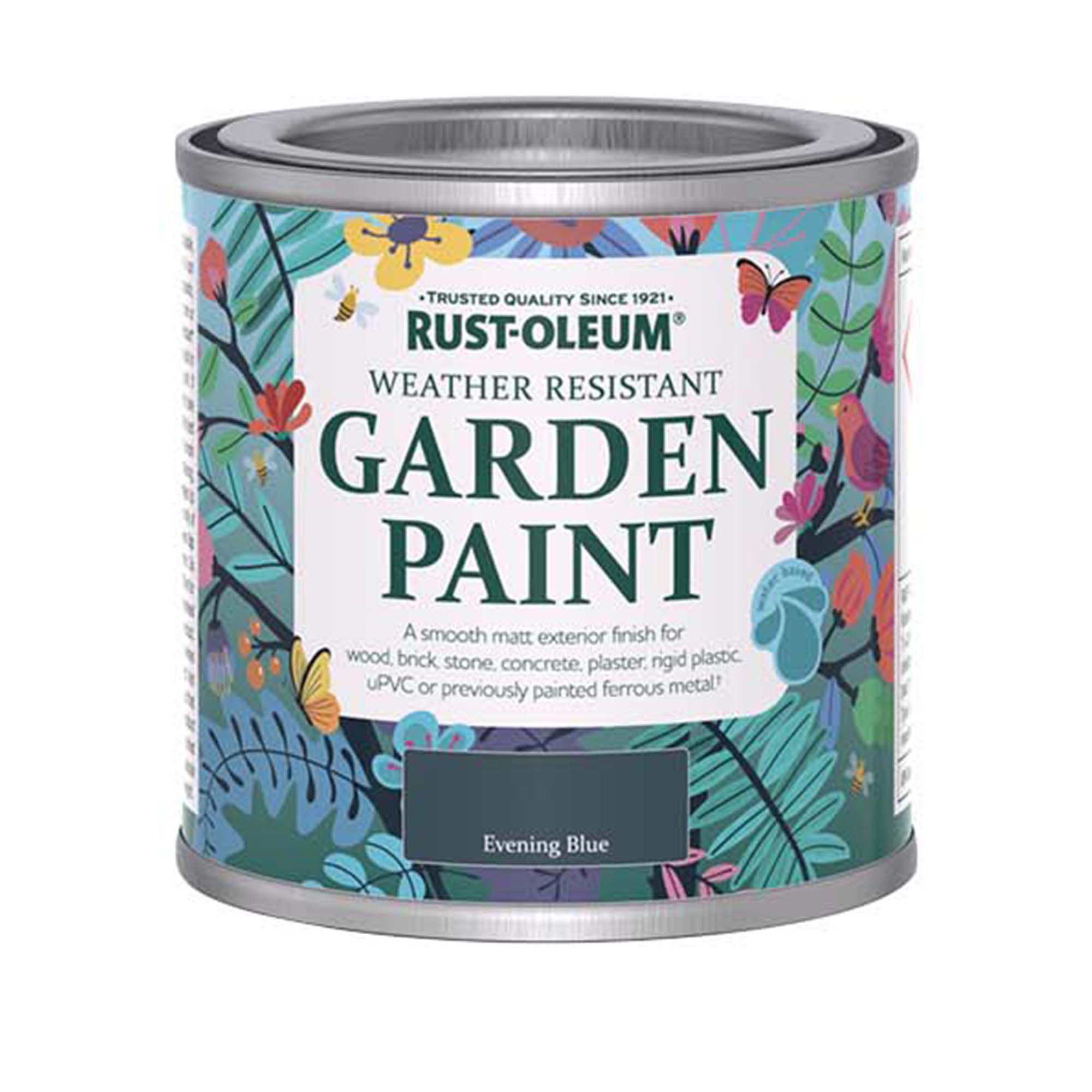Rust-Oleum Garden Paint Evening Blue Matt Multi-surface Garden Paint, 125ml Tin