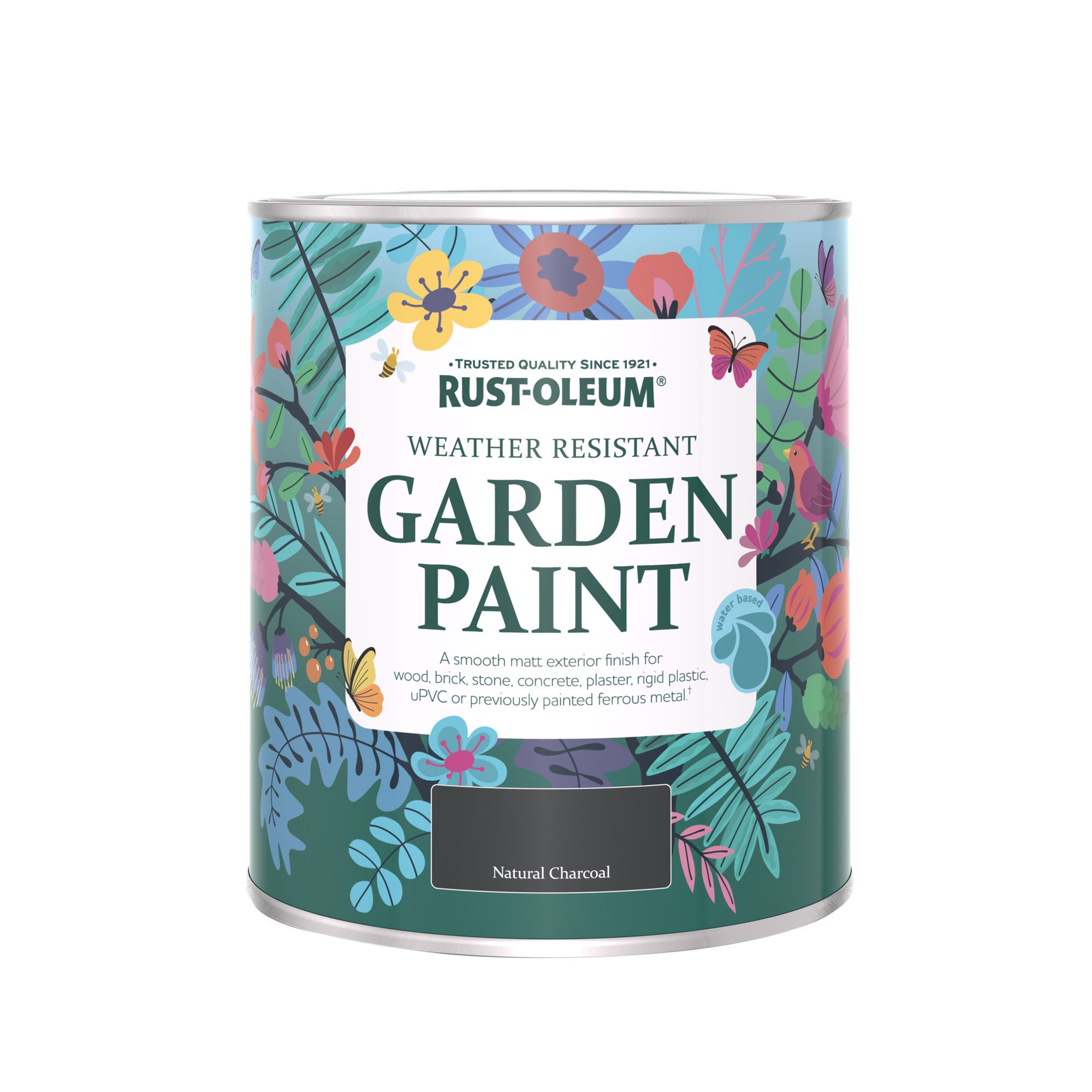 Rust-Oleum Garden Paint Natural Charcoal Matt Multi-surface Garden Paint, 750ml Tin