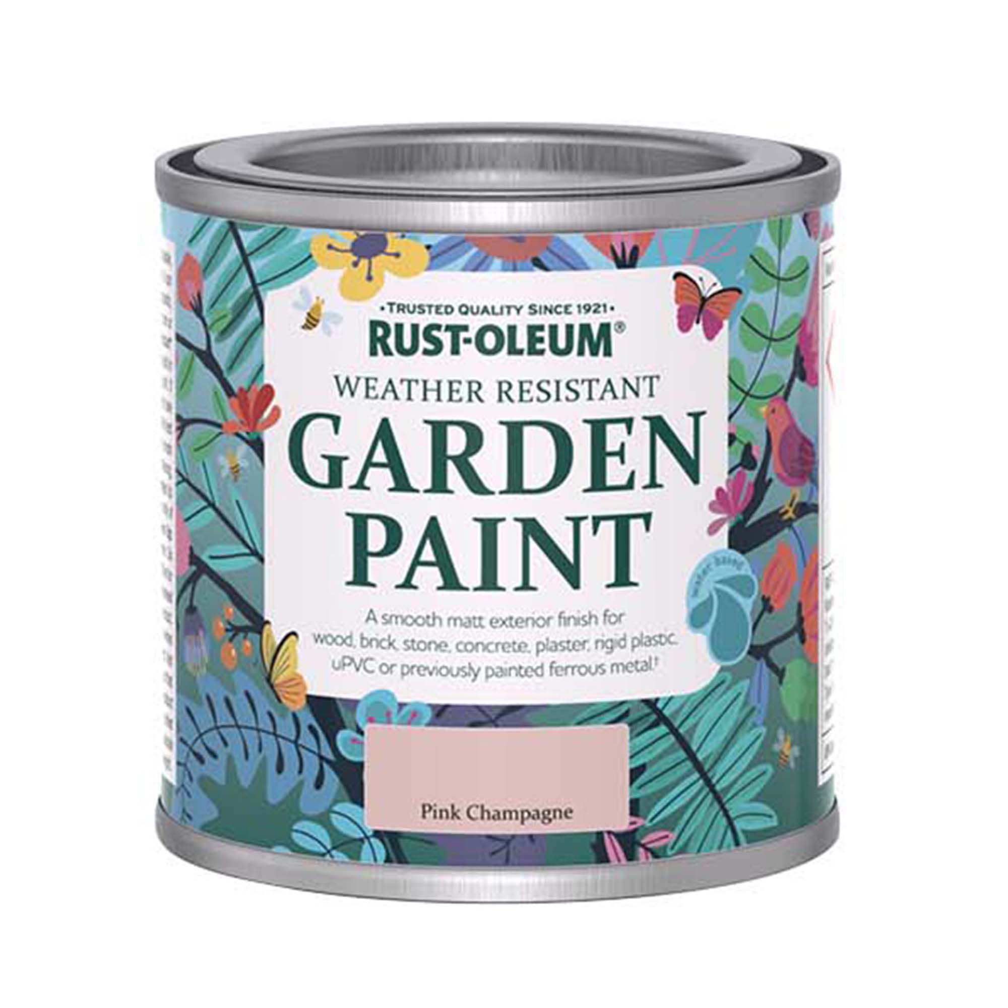 Rust-Oleum Garden Paint Pink Champagne Matt Multi-surface Garden Paint, 125ml Tin