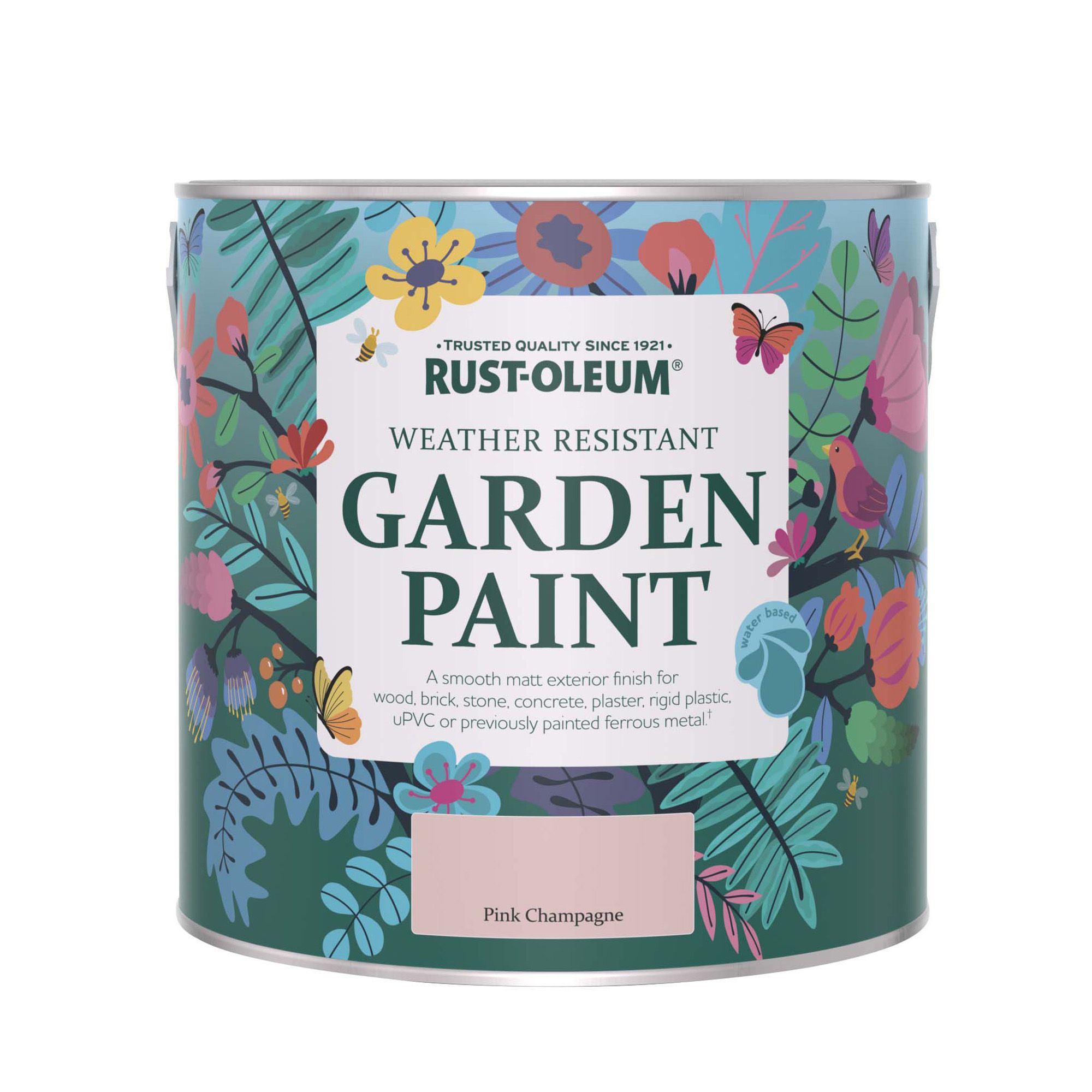 Rust-Oleum Garden Paint Pink Champagne Matt Multi-surface Garden Paint, 2.5L Tin