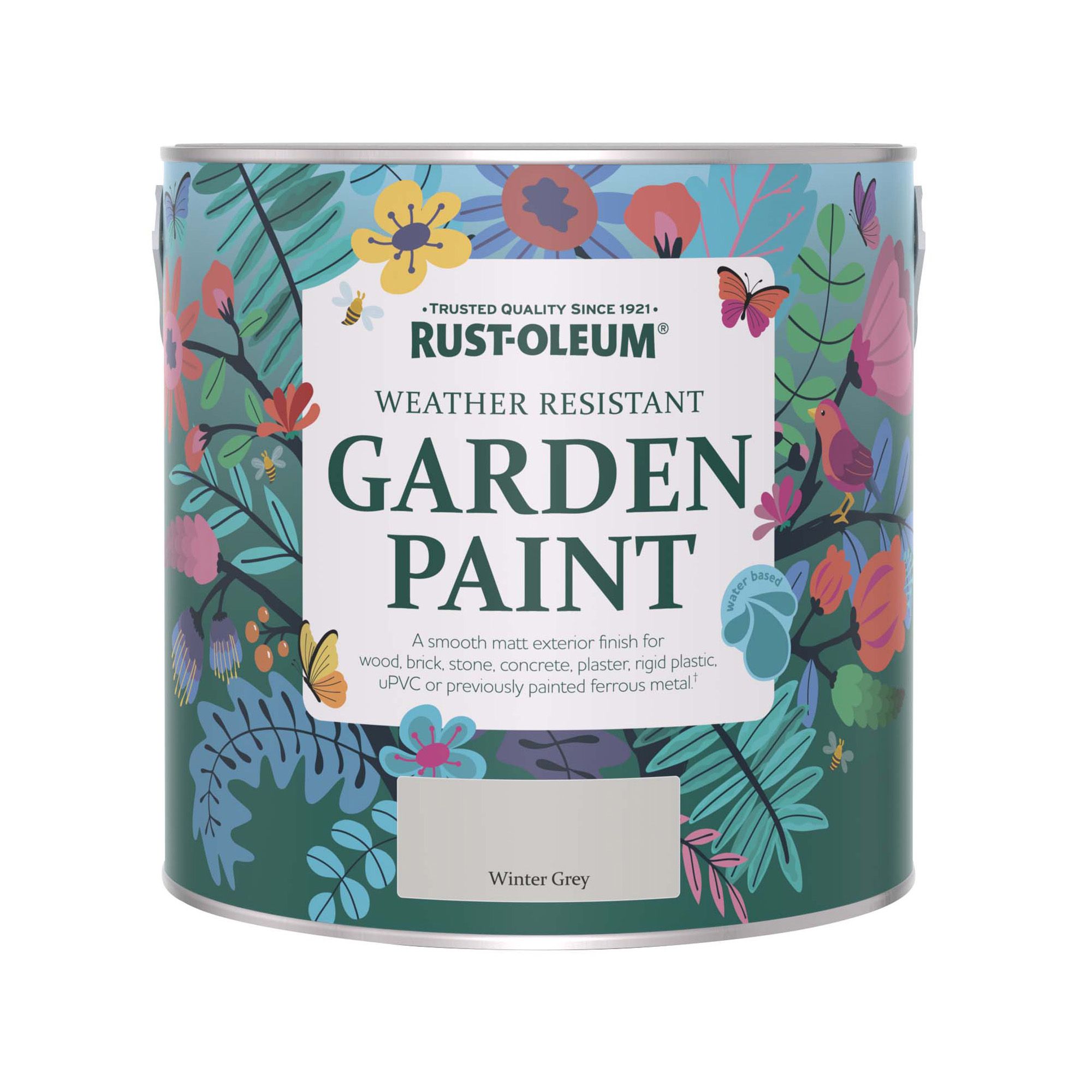 Rust-Oleum Garden Paint Winter Grey Matt Multi-surface Garden Paint, 2.5L Tin