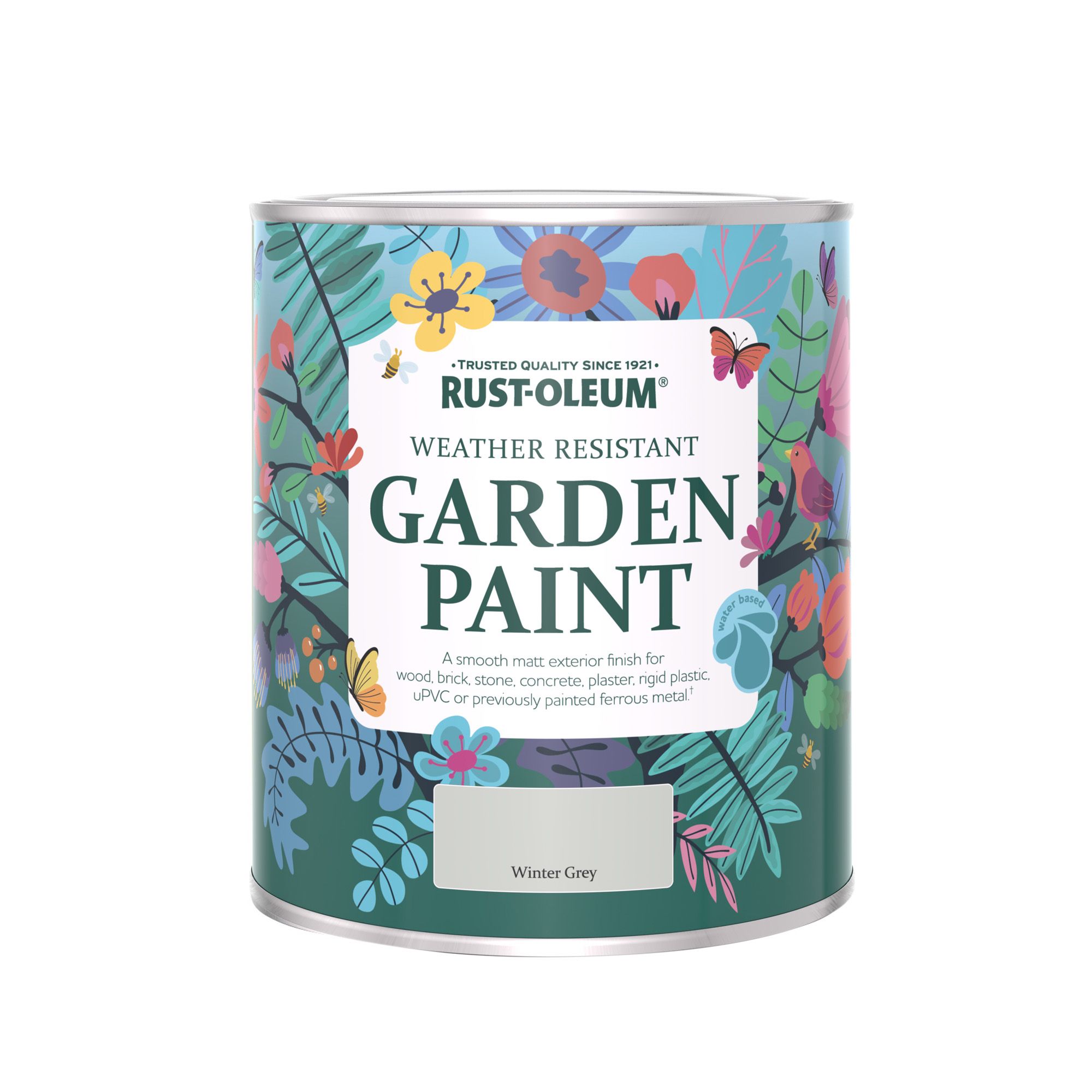 Rust-Oleum Garden Paint Winter Grey Matt Multi-surface Garden Paint, 750ml Tin