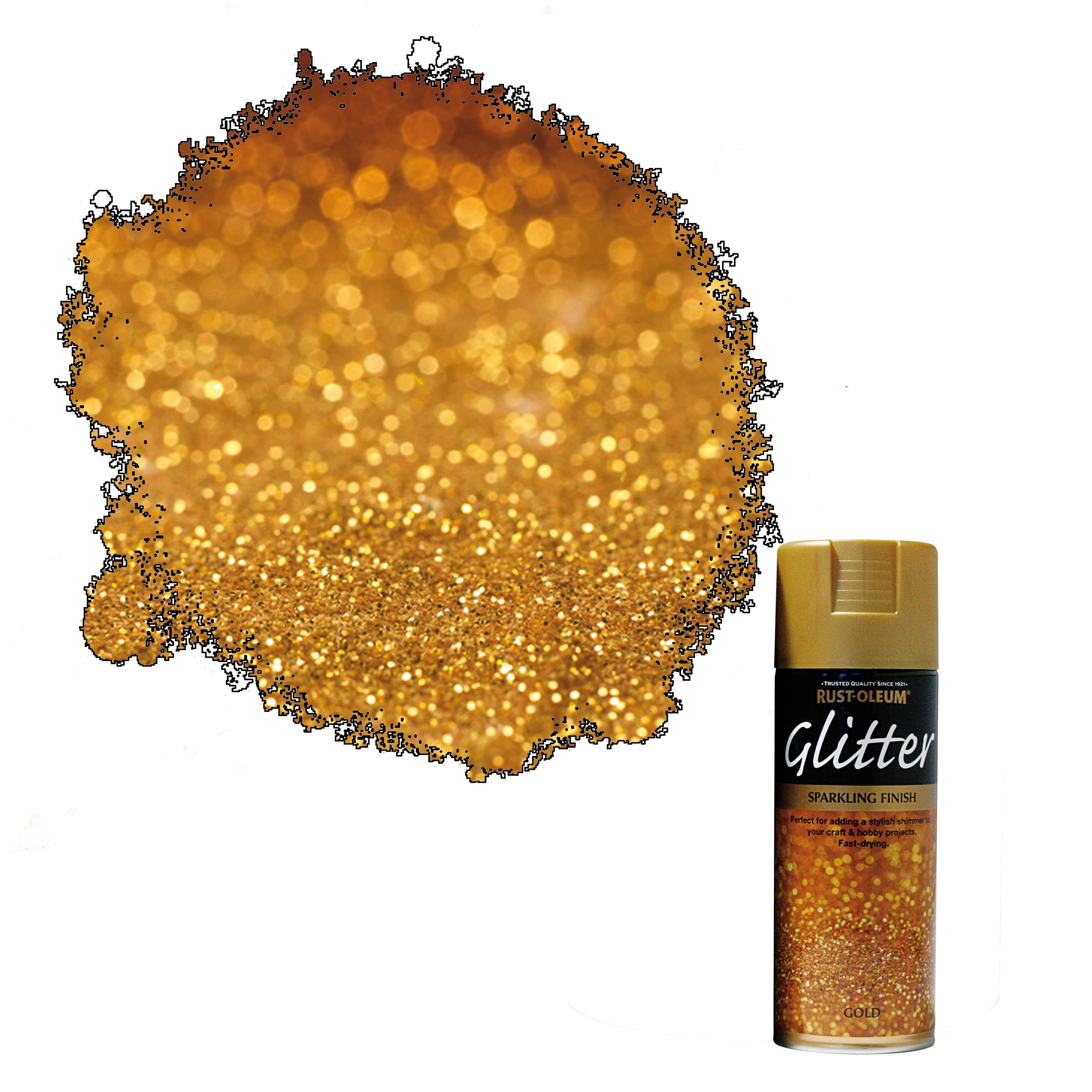 Rust-Oleum Glitter Gloss Gold glitter effect Multi-surface Topcoat Spray paint, 400ml