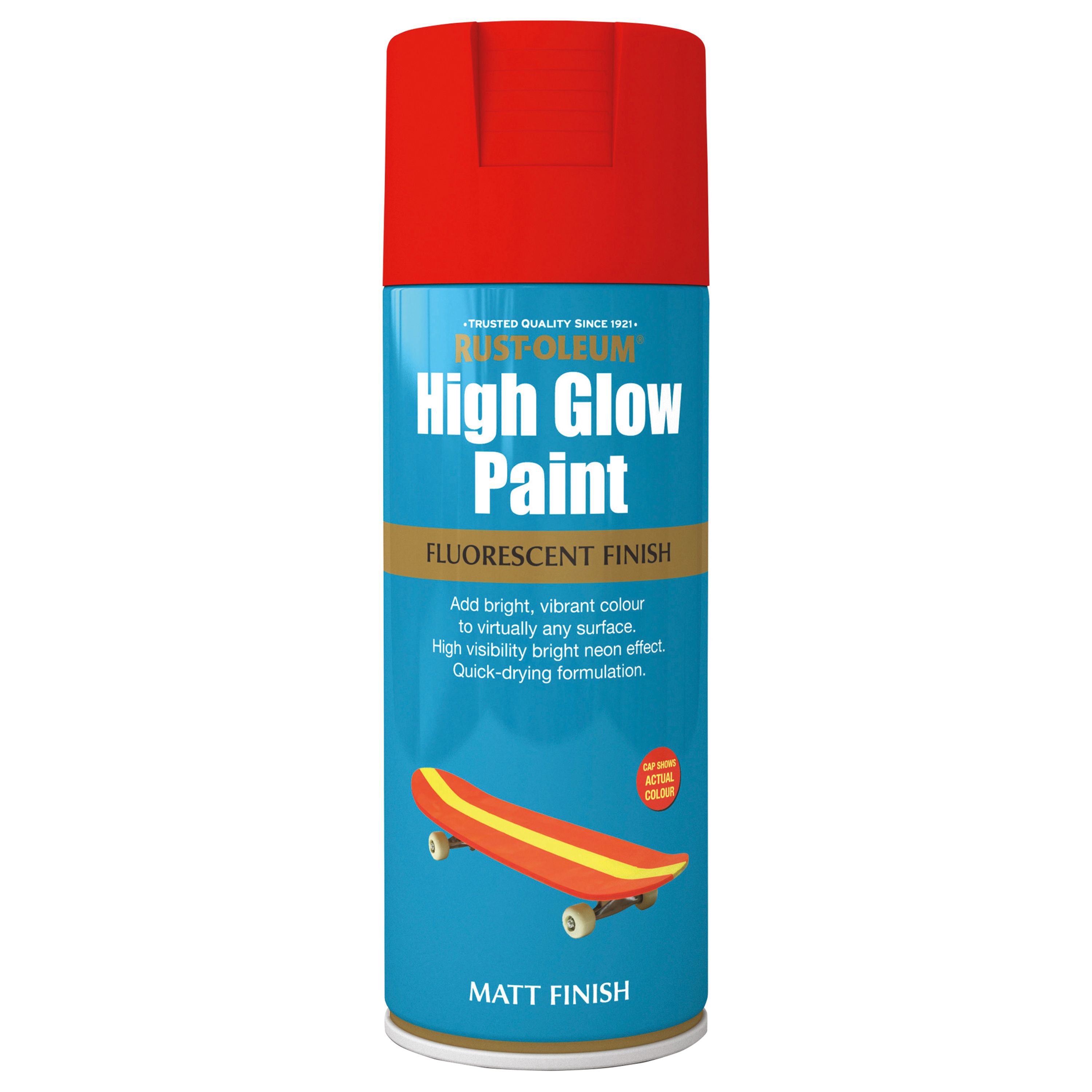 Rust-Oleum High Glow Red orange Matt Fluorescent effect Multi-surface Protector Spray paint, 400ml