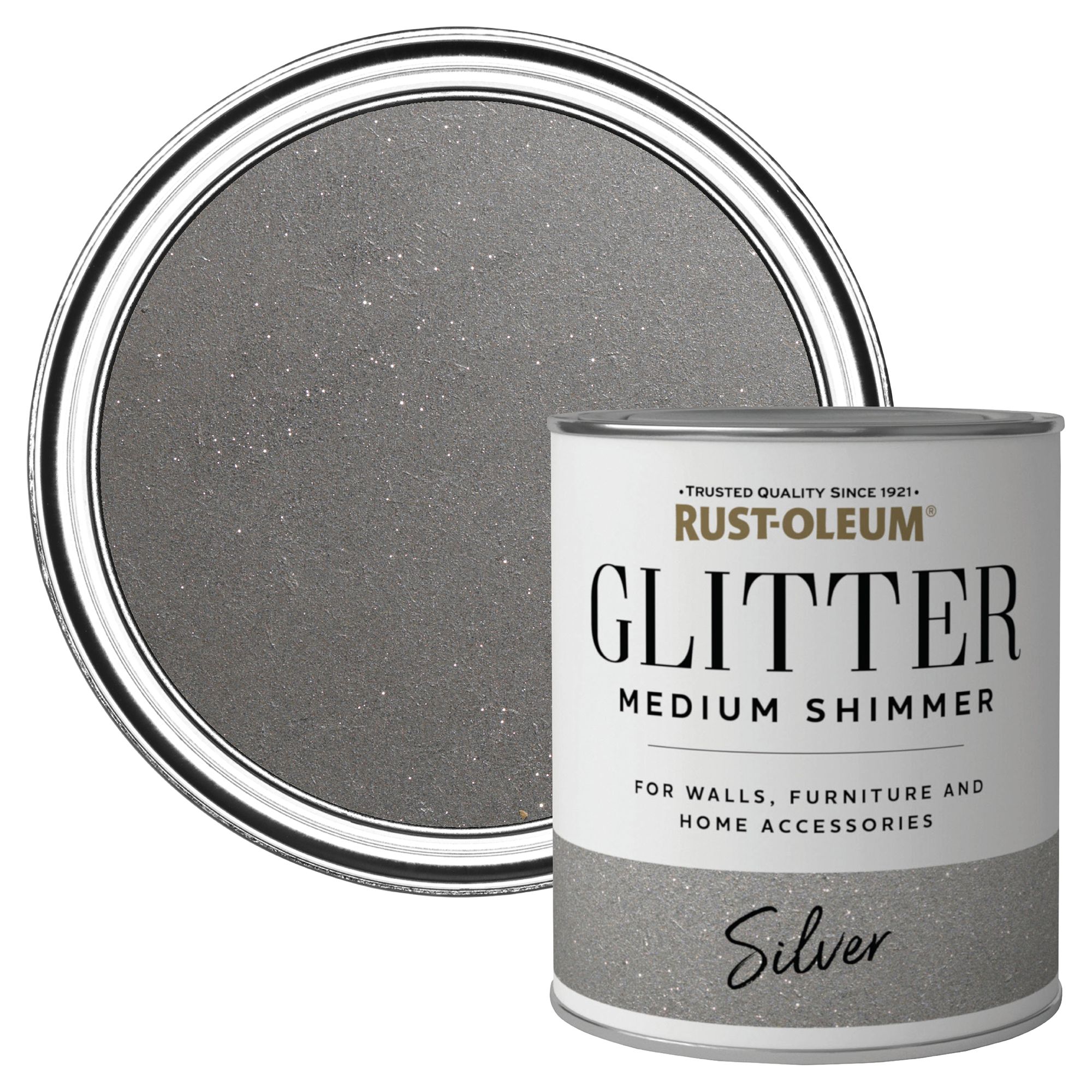 Rust-Oleum Medium Shimmer Silver Glitter effect Mid sheen Multi-surface Topcoat Paint glitter, 750ml