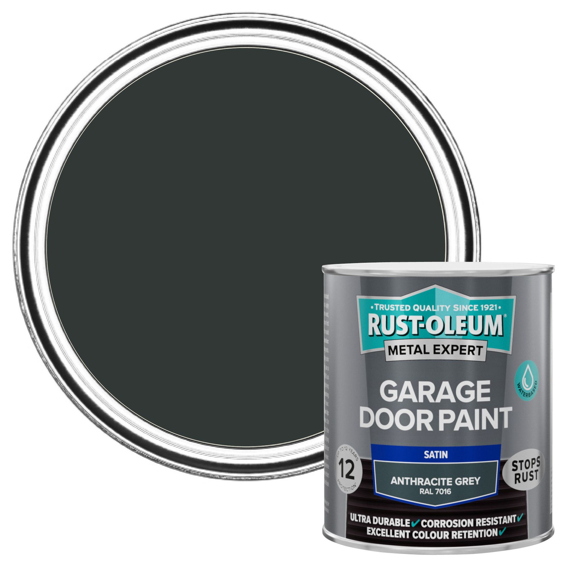 Rust-Oleum Metal Expert Anthracite Satin Garage door paint, 750ml