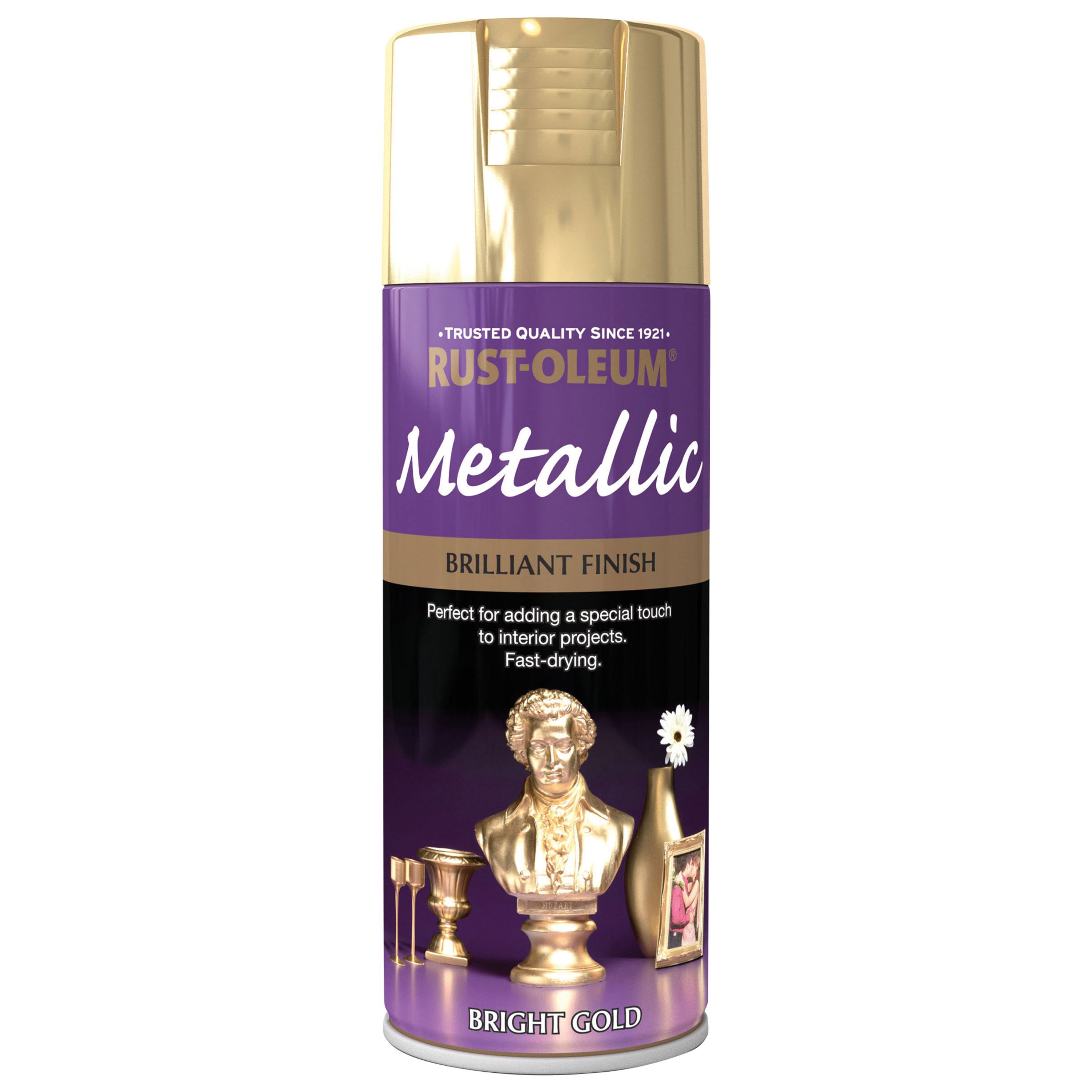 Rust-Oleum Metallic Bright gold effect Multi-surface Spray paint, 400ml