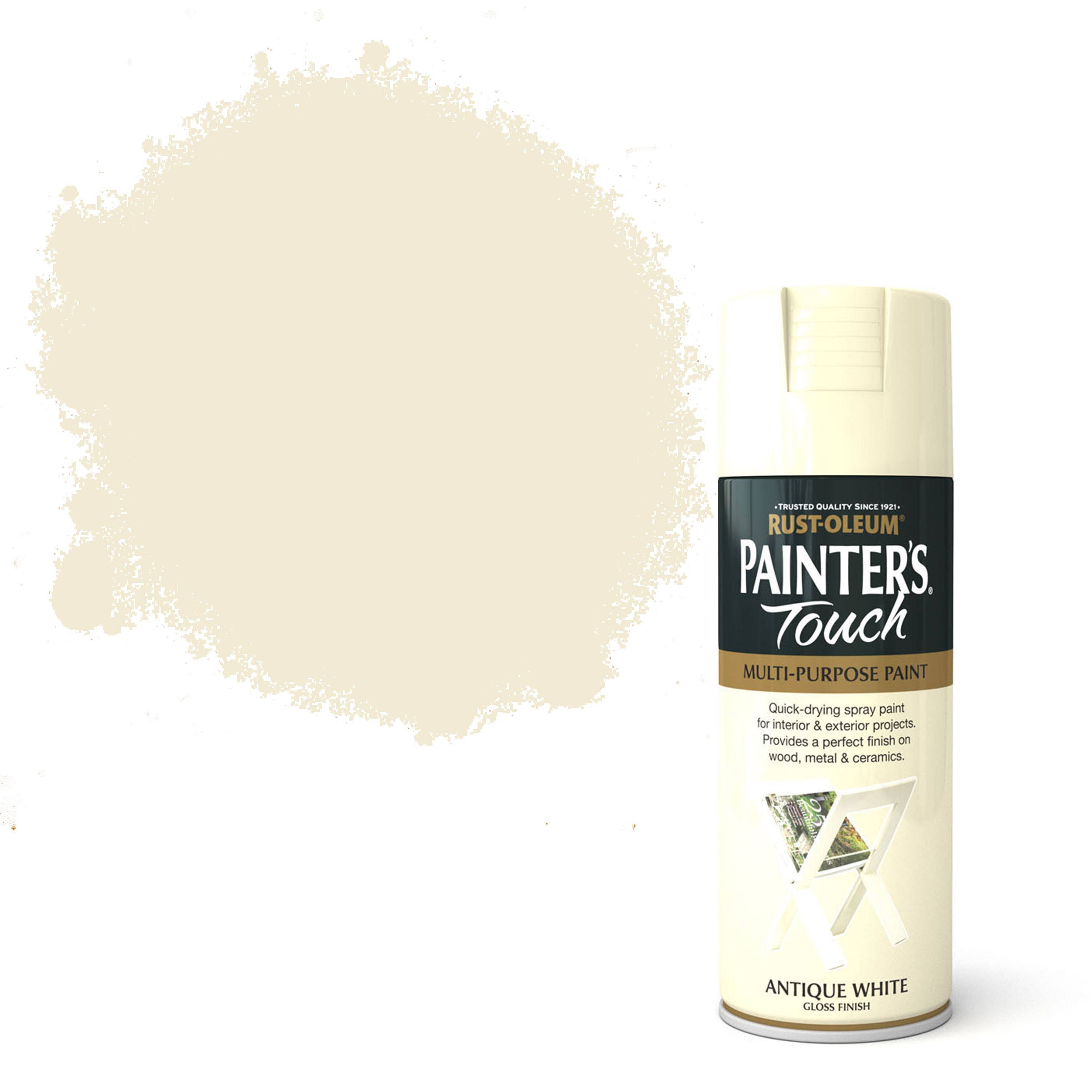Rust-Oleum Painter's touch Antique white Gloss Multi-surface Decorative spray paint, 400ml