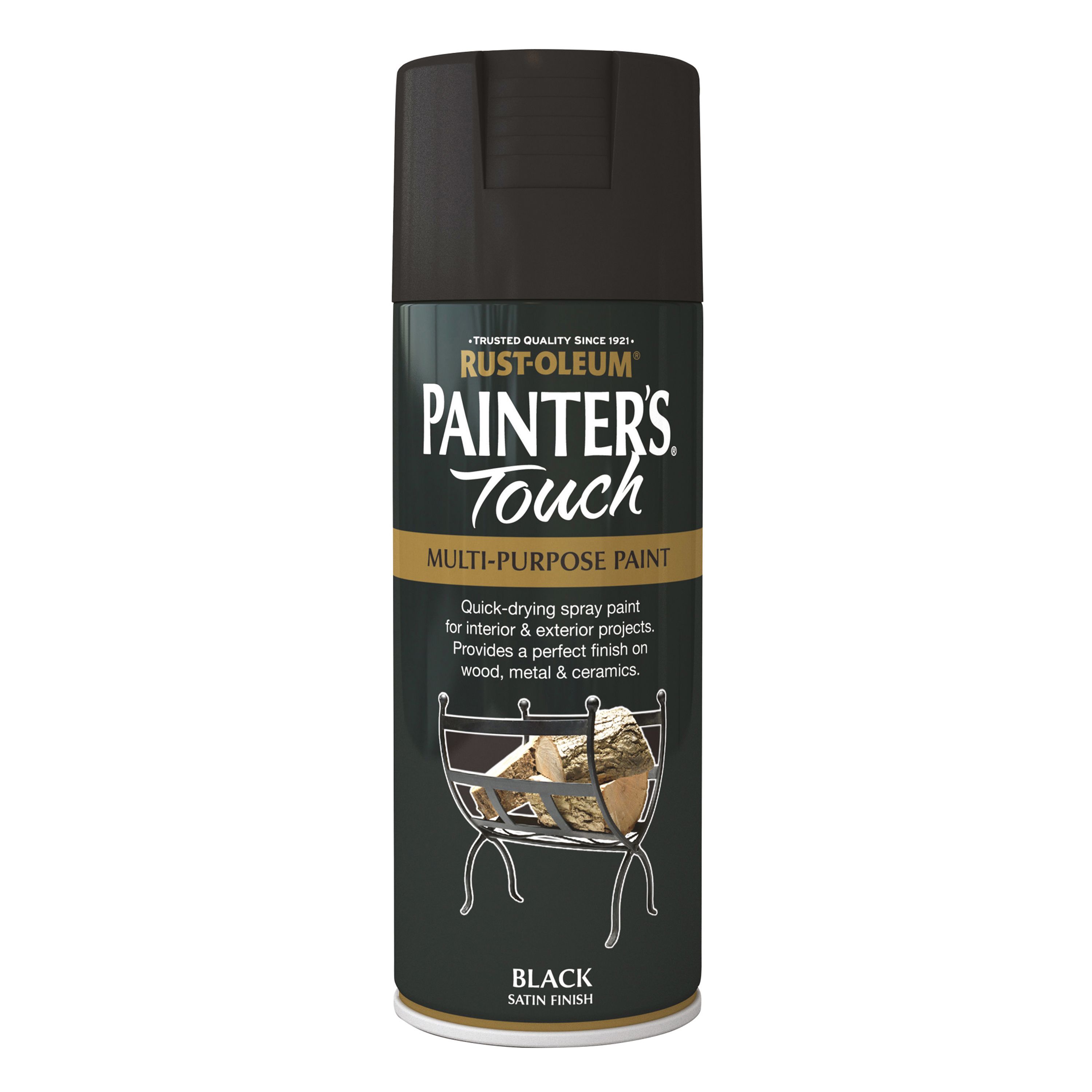 Rust-Oleum Painter's Touch Black Satinwood Multi-surface Decorative spray paint, 400ml