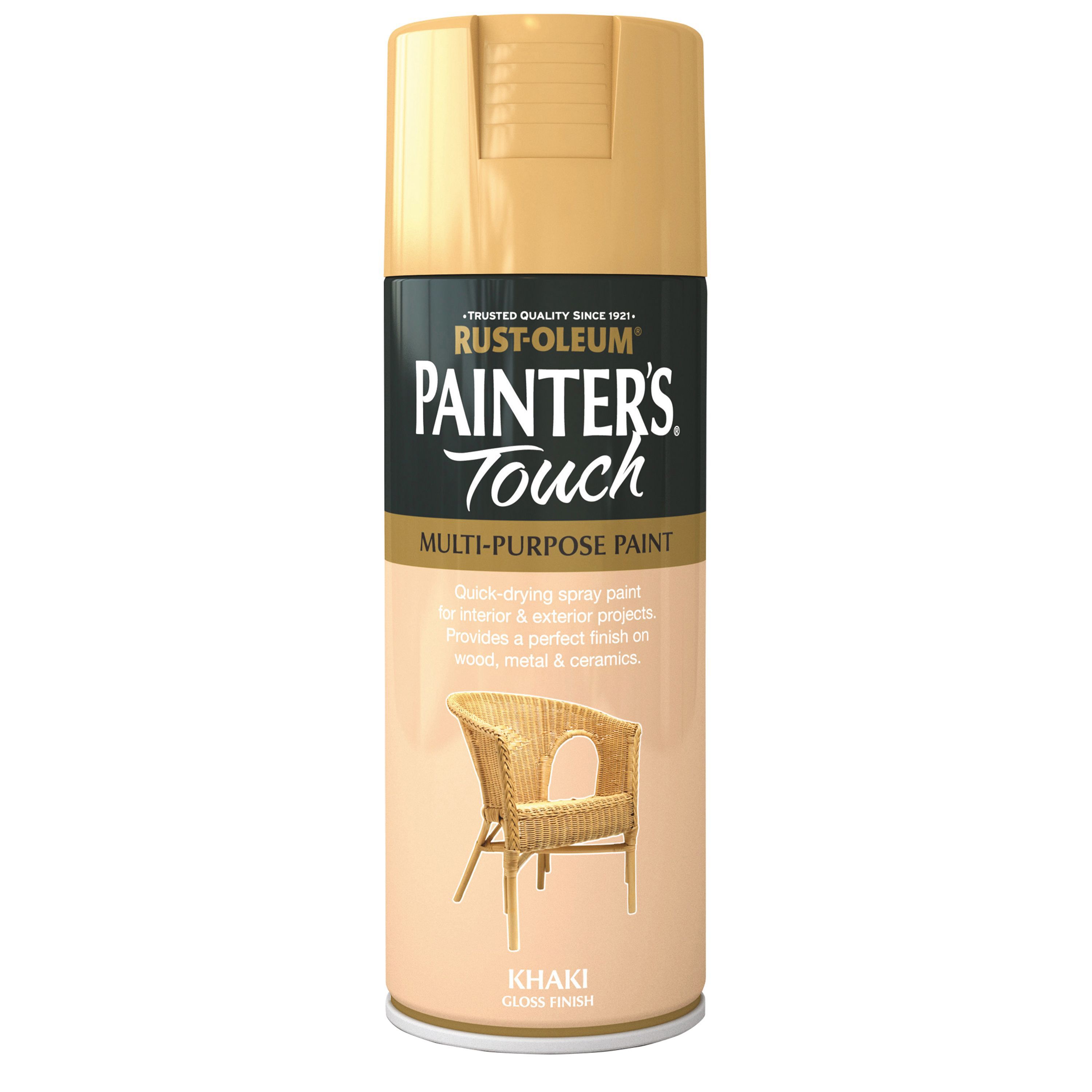 Rust-Oleum Painter's touch Khaki Gloss Multi-surface Decorative spray paint, 400ml