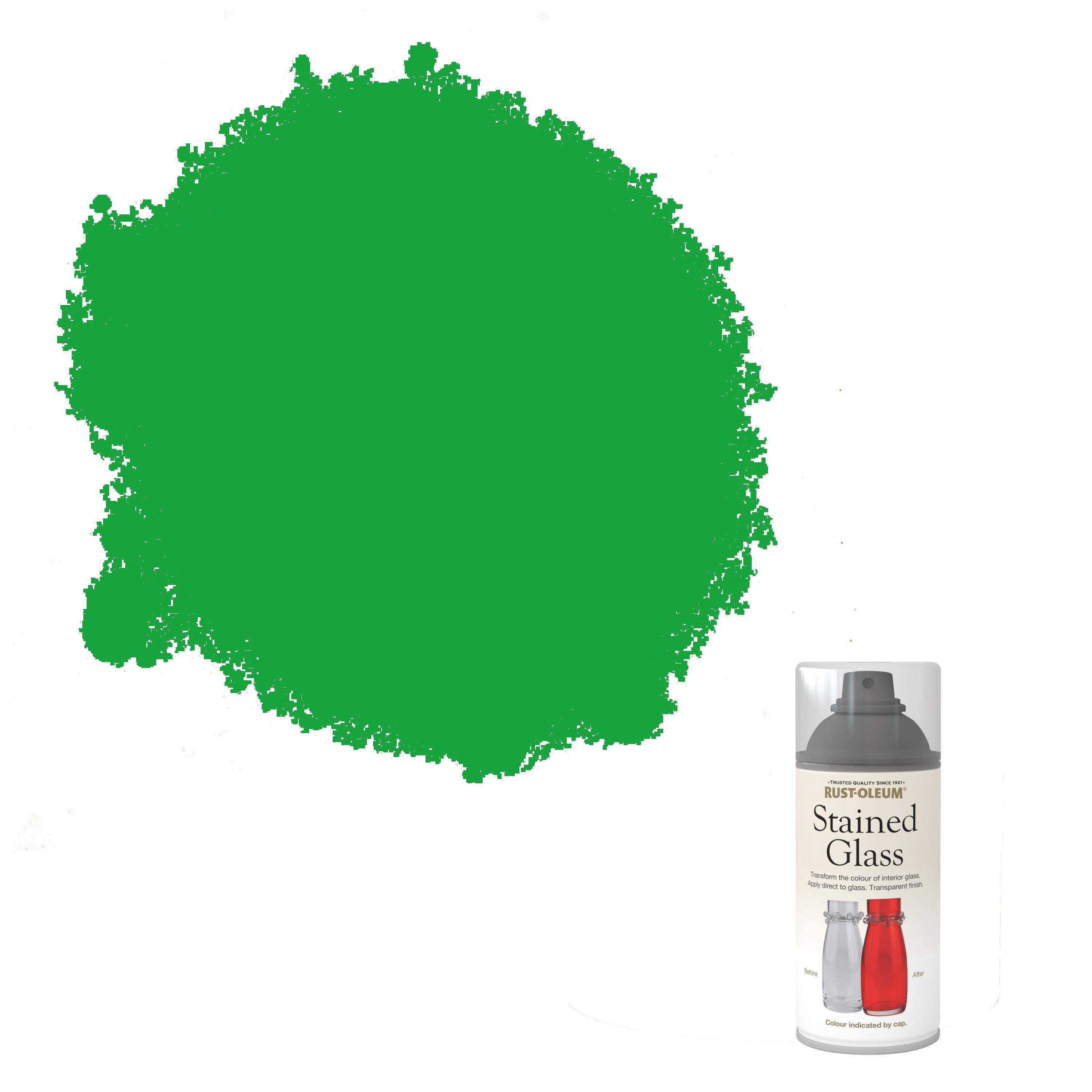 RustOleum Stained glass Green Satin Spray paint, 150ml Tradepoint