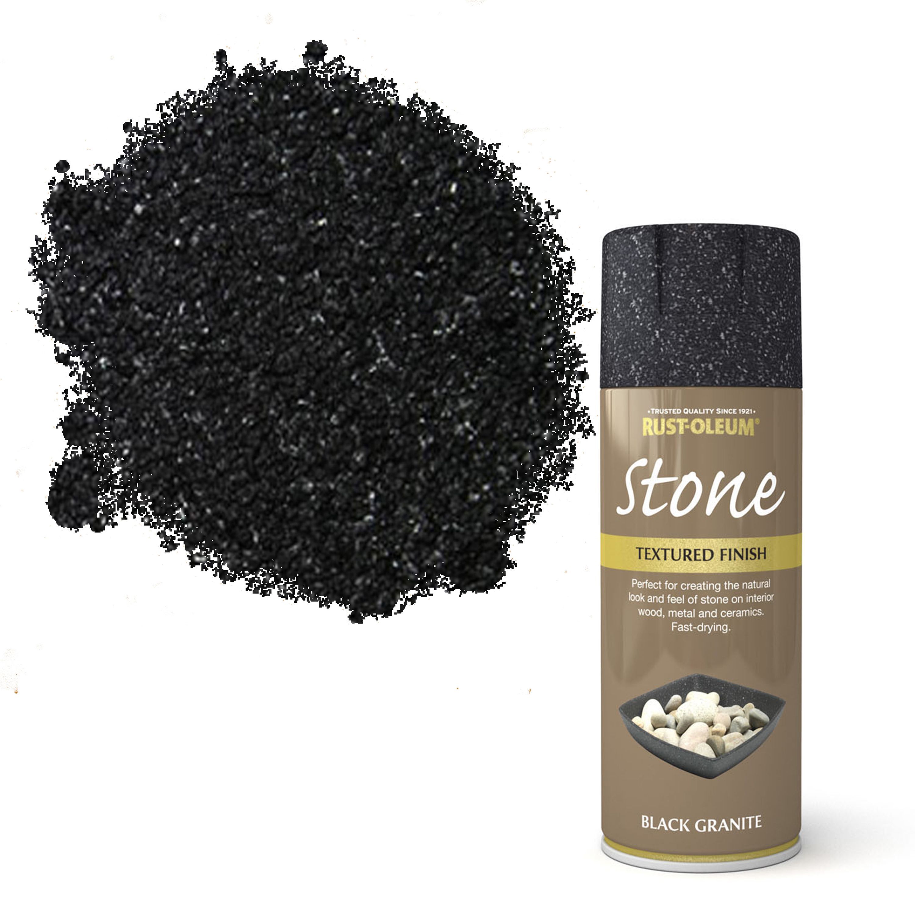 Rust Oleum Stone Black Granite Textured Effect Multi Surface Spray Paint 400ml Tradepoint