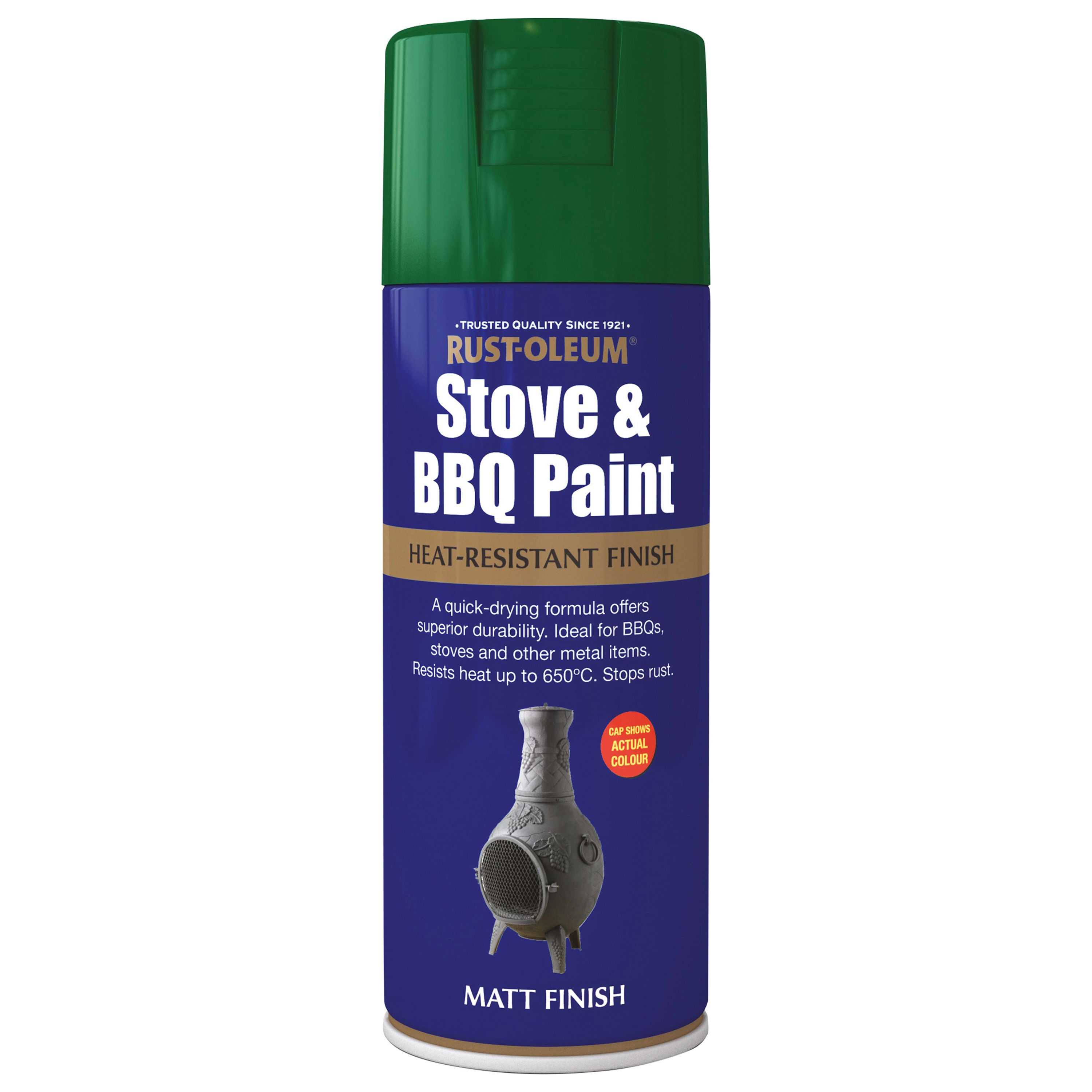 Rust-Oleum Stove & bbq Green Matt Multi-surface Spray paint, 400ml