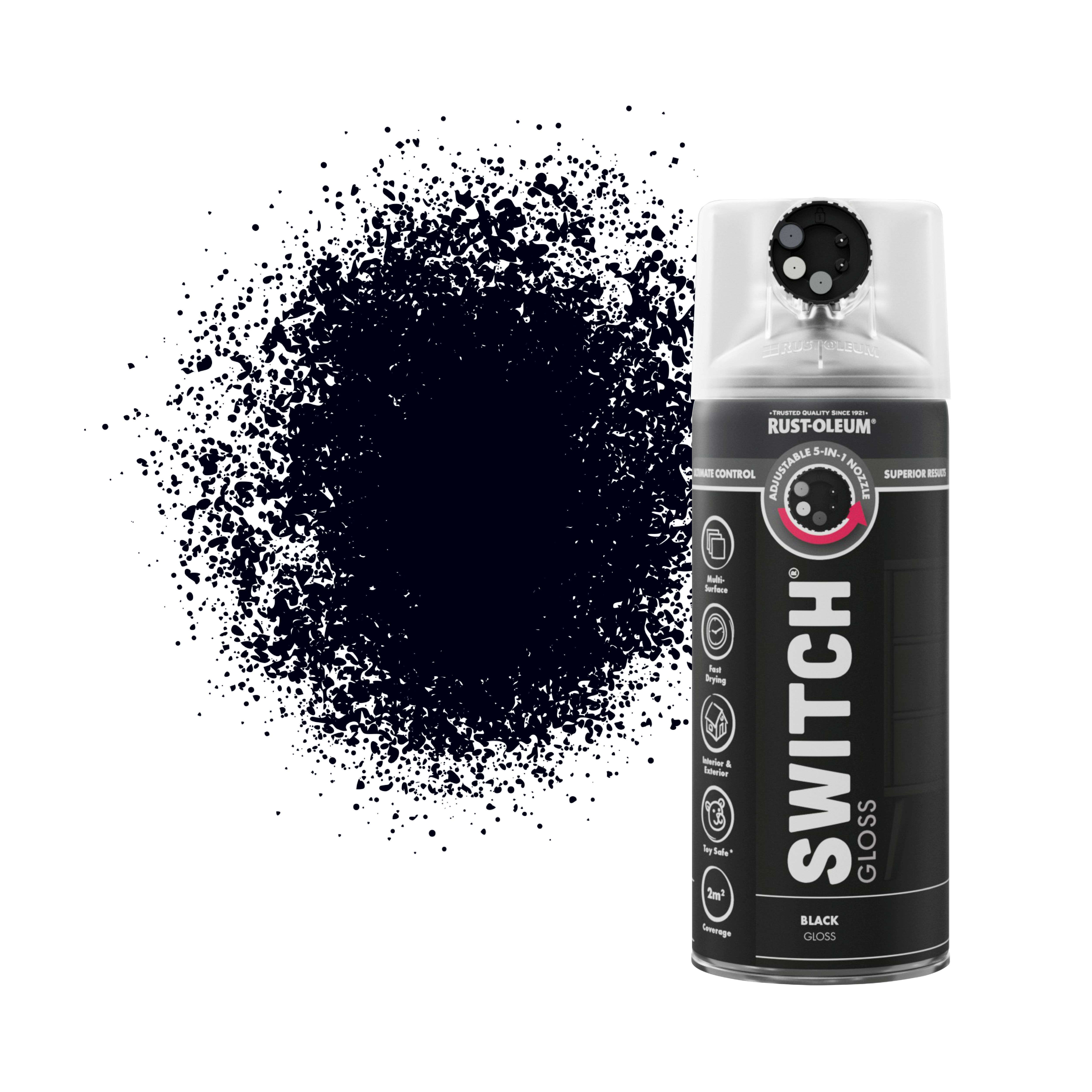 Rust-Oleum Switch Black Gloss Multi-surface Topcoat Decorative spray paint, 400ml