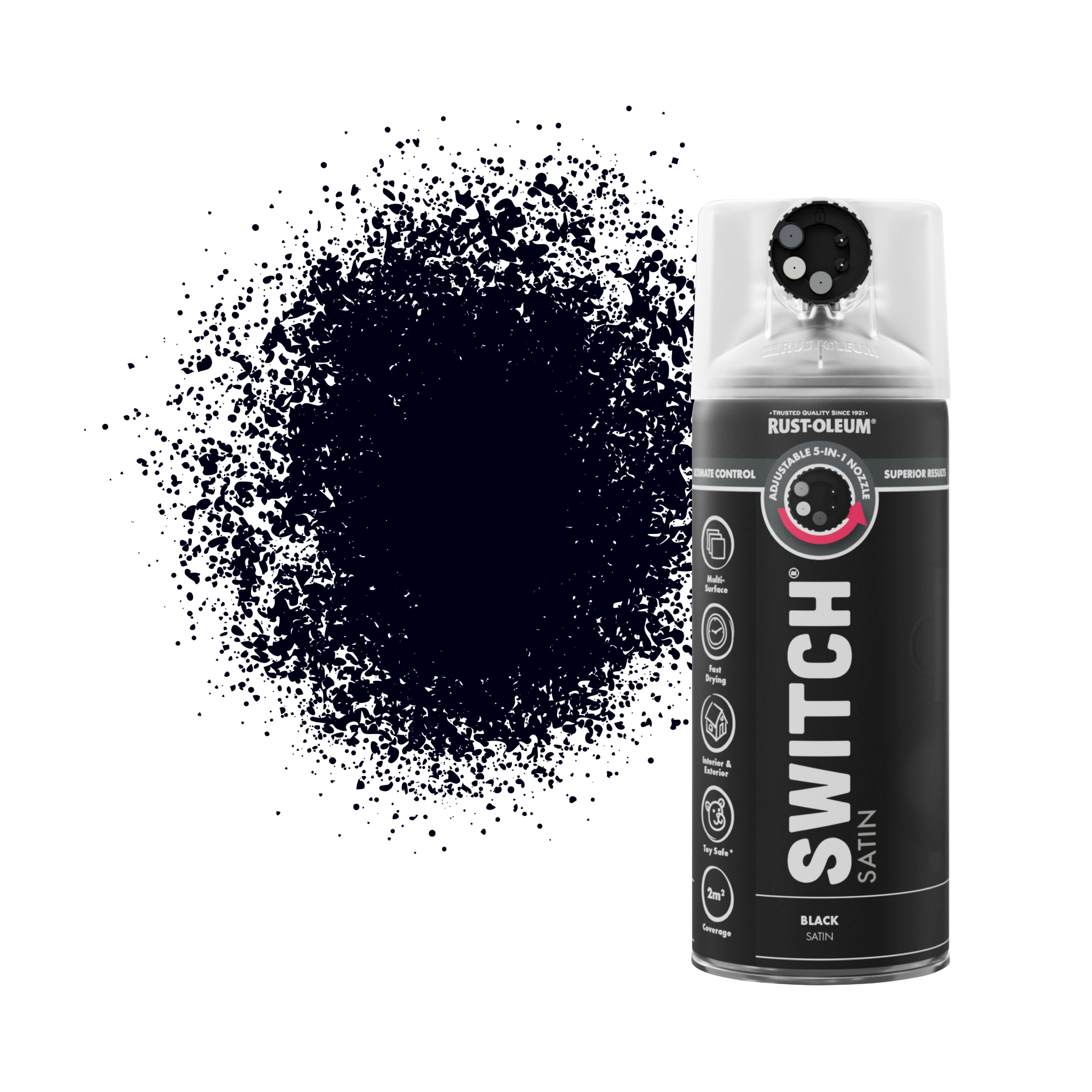 Rust-Oleum Switch Black Satin Multi-surface Topcoat Decorative spray paint, 400ml