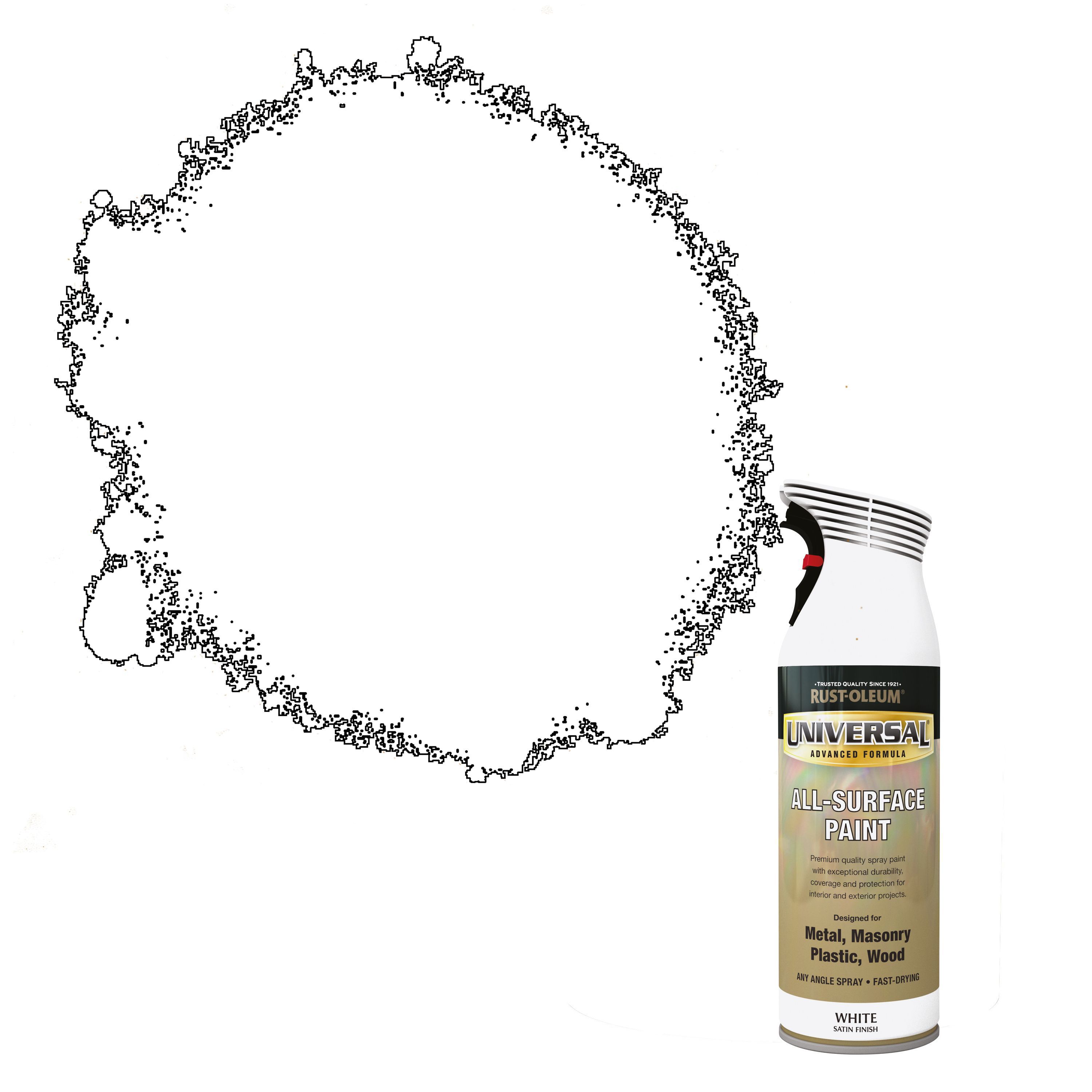Rust-Oleum Universal White Satinwood Multi-surface Spray paint, 400ml