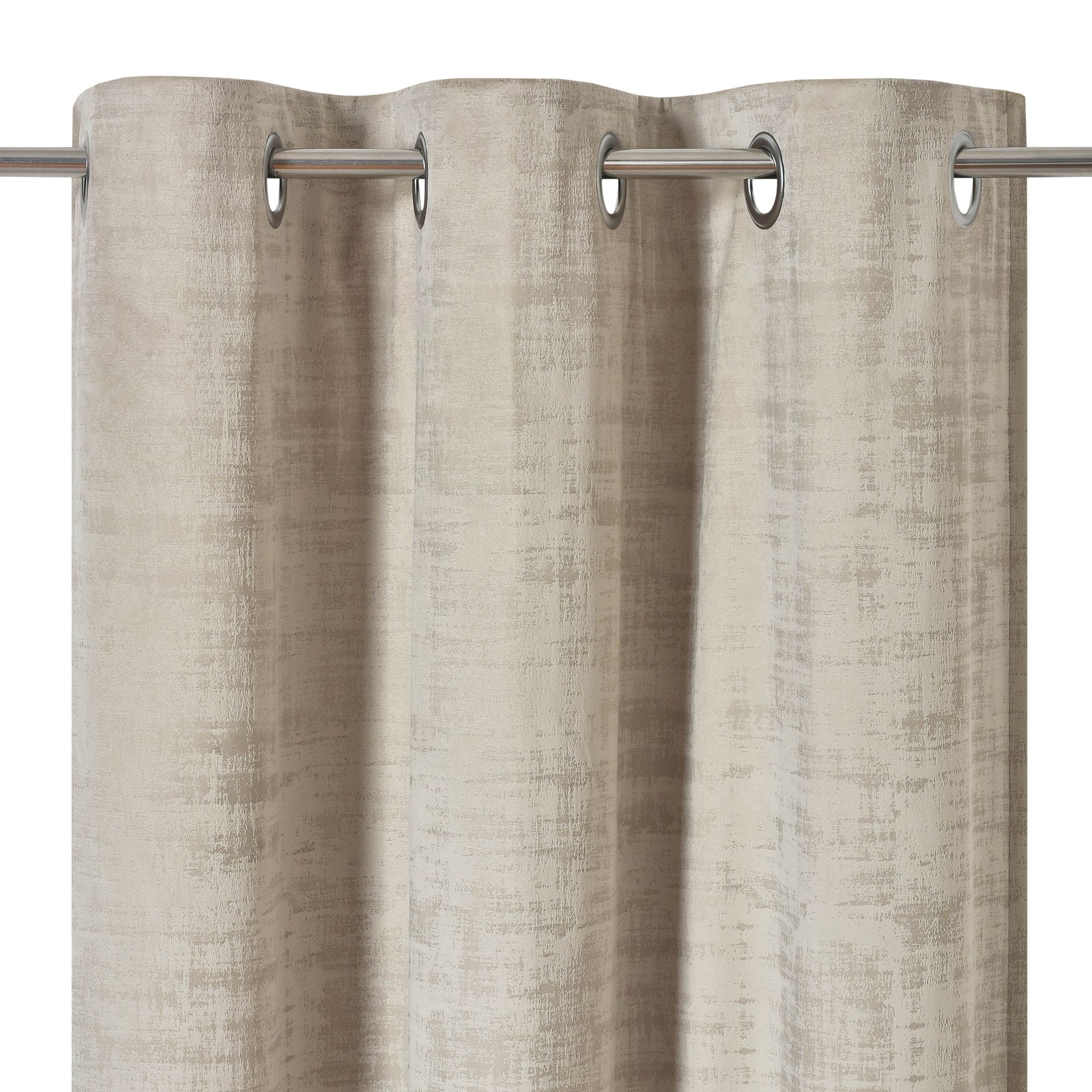 Ruvor Beige Plain woven Lined Eyelet Curtain (W)117cm (L)137cm, Pair