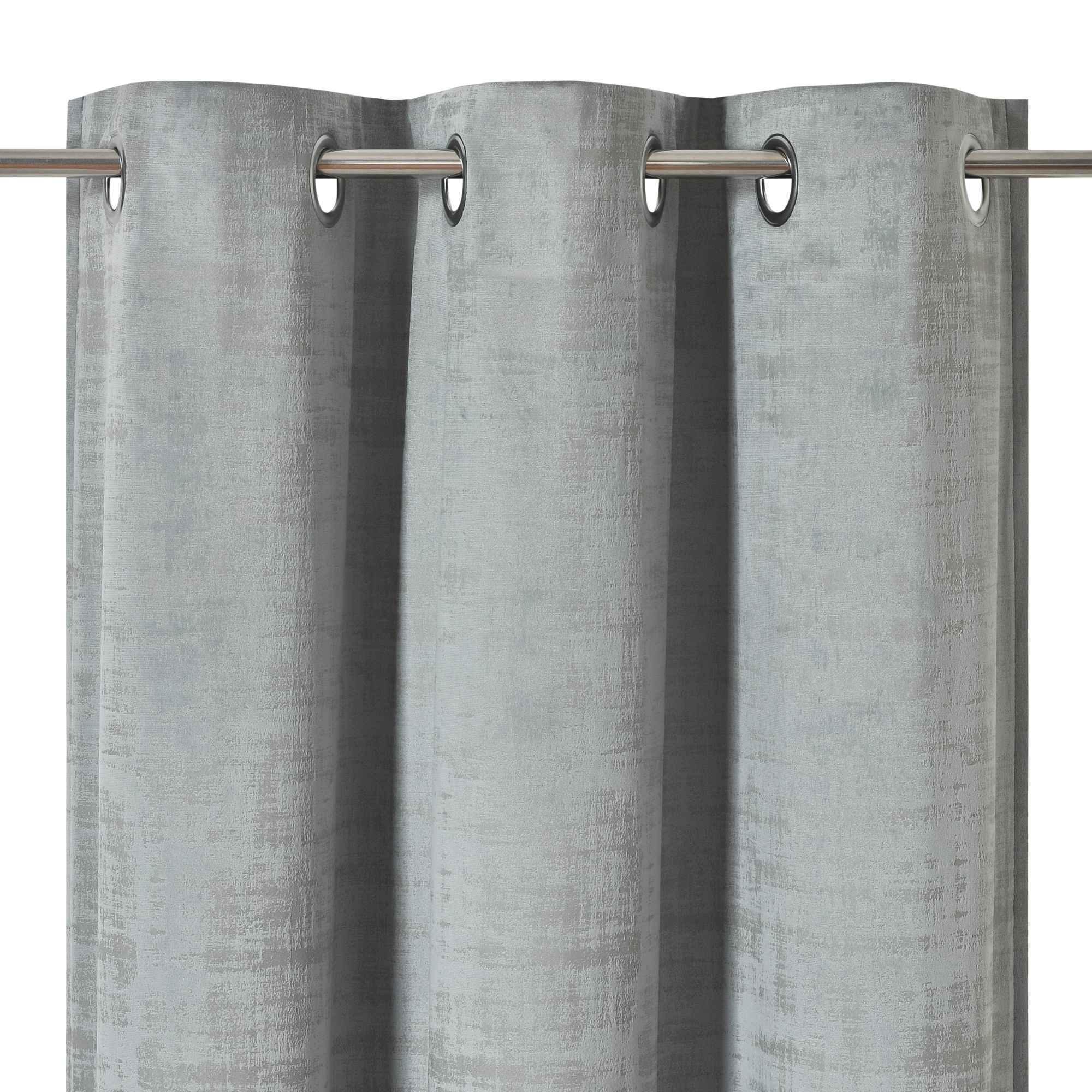 Ruvor Light grey Plain woven Lined Eyelet Curtain (W)228cm (L)228cm, Pair