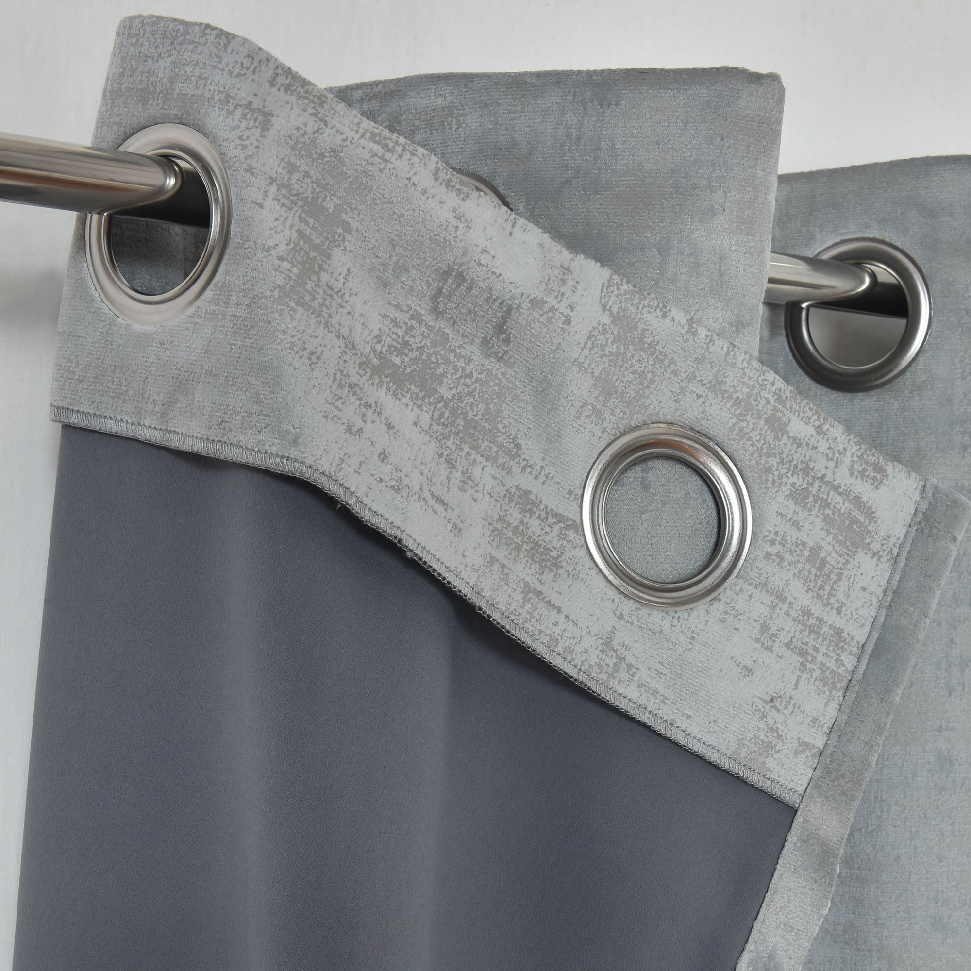 Ruvor Light grey Plain woven Lined Eyelet Curtain (W)228cm (L)228cm, Pair