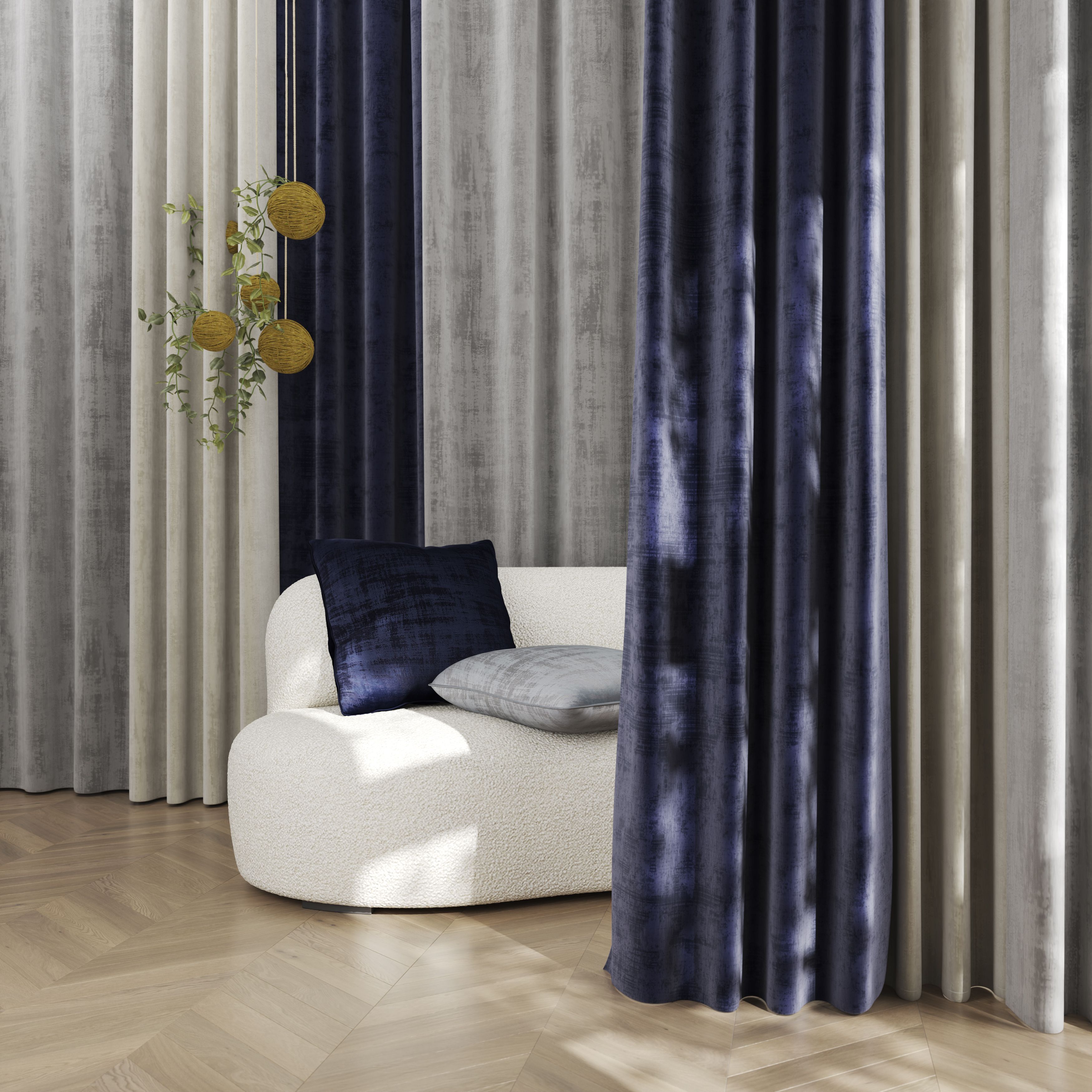 Ruvor Light grey Plain woven Lined Eyelet Curtain (W)228cm (L)228cm, Pair