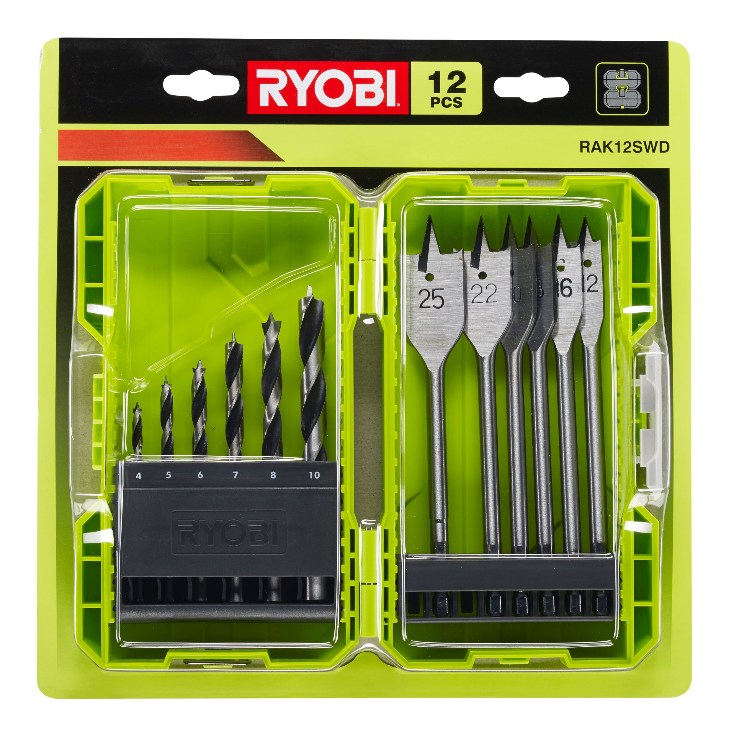 Ryobi 12 piece Mixed Drill bit set