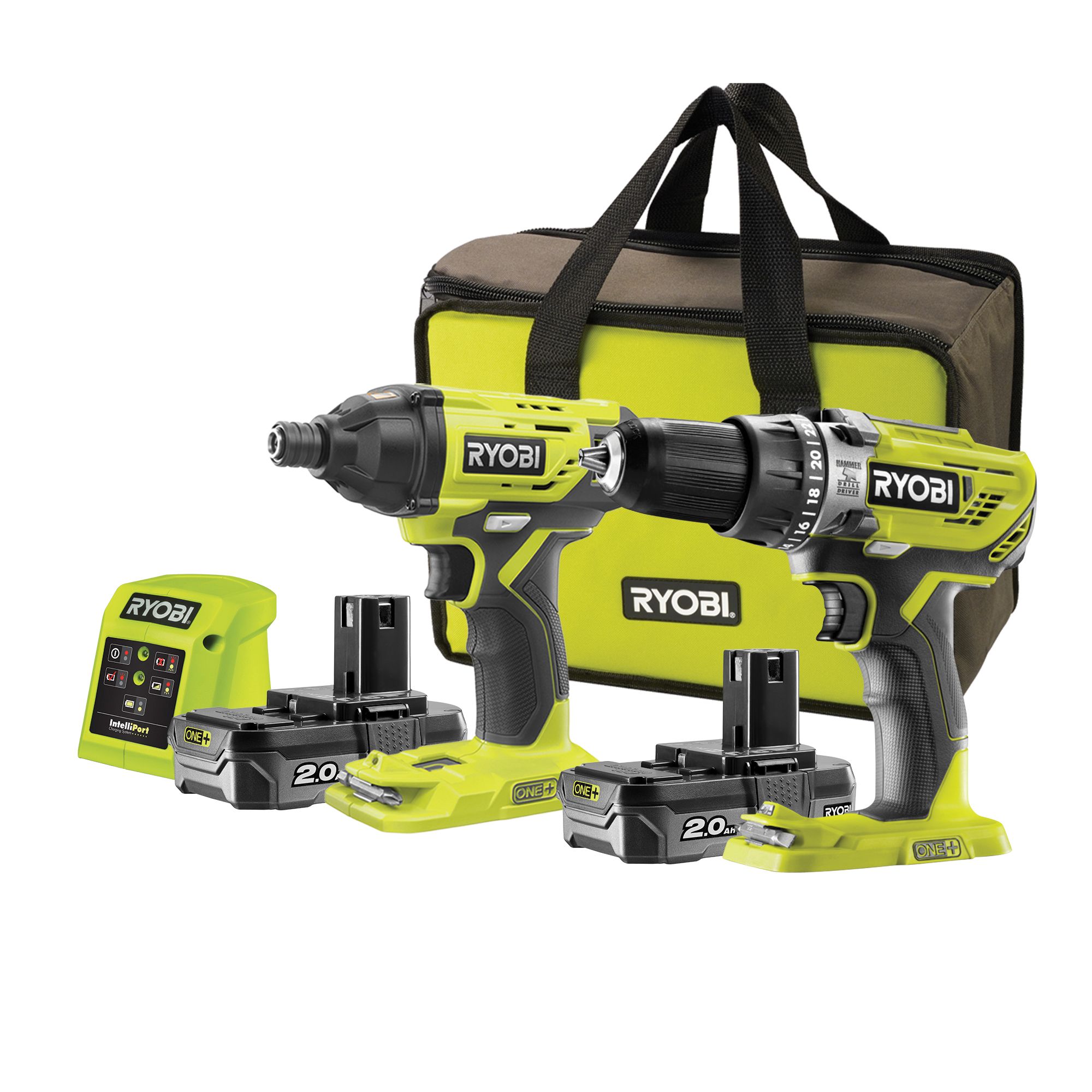 Ryobi ONE+ 2 x 2 Li-ion Cordless Combi drill & impact driver R18ID2PPD-220S