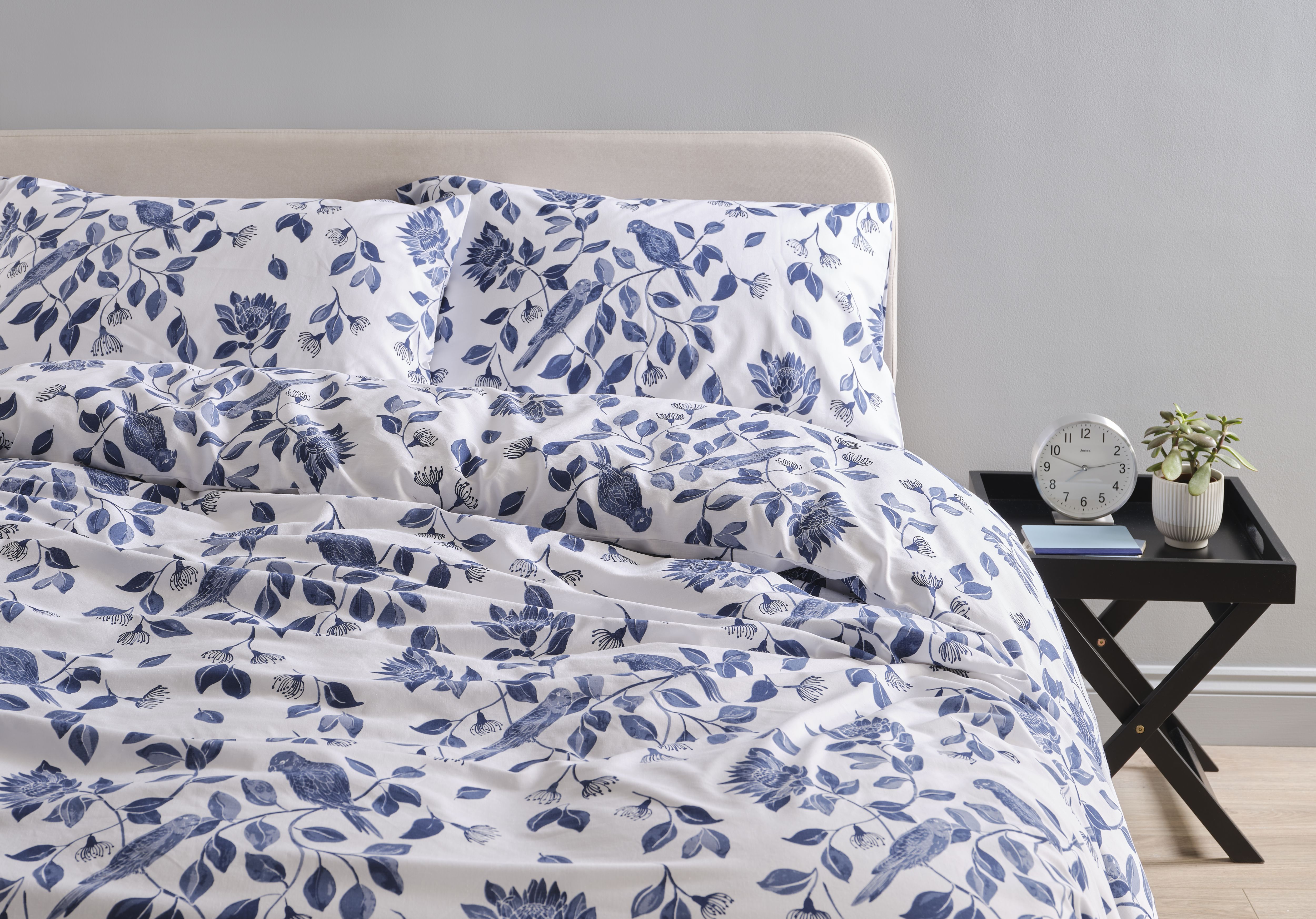 Sabrina Floral Blue white King Duvet cover pillow case set