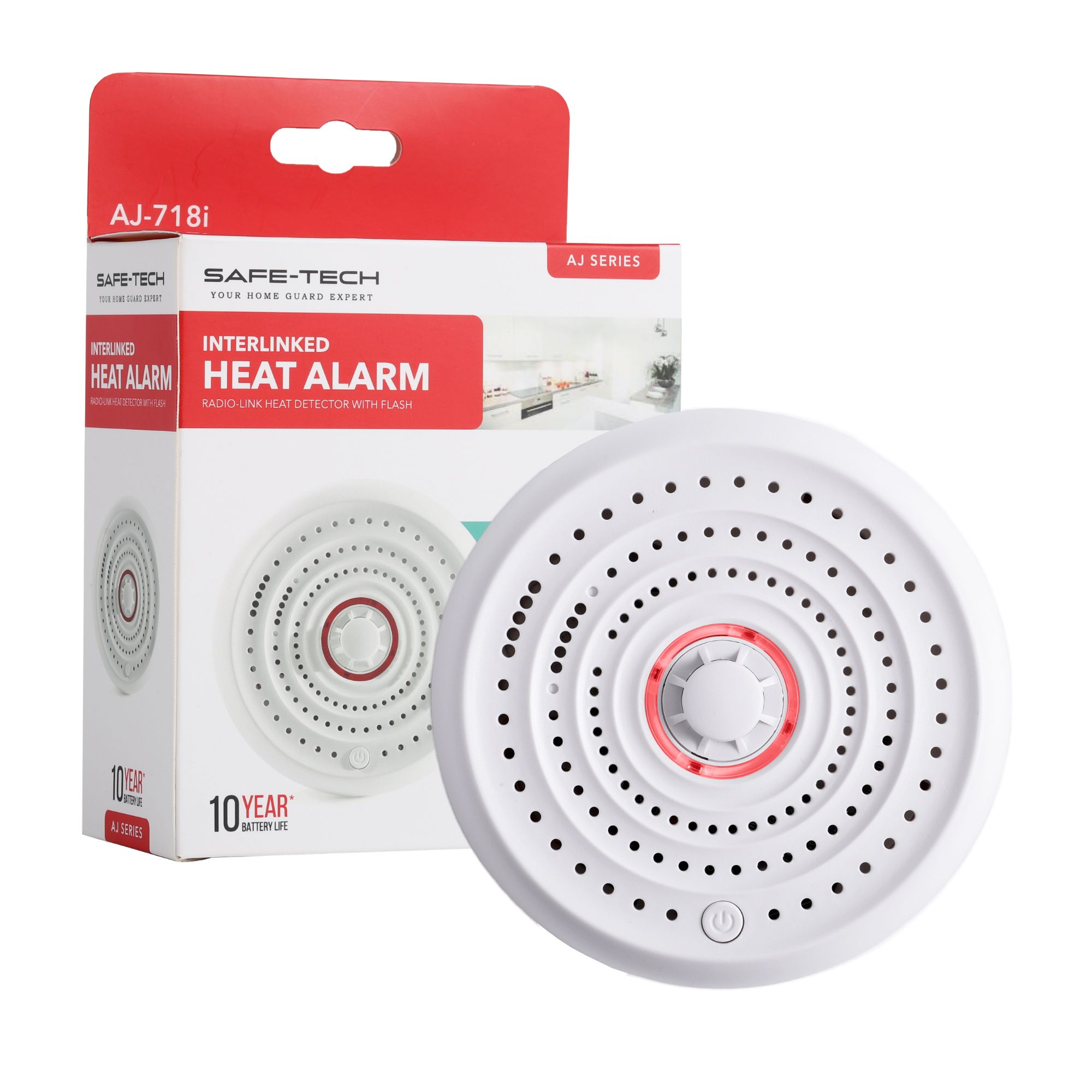 SAFE-TECH AJ-718i Wireless Interlinked Heat Alarm with 10-year sealed battery