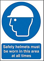 Safety helmets must be worn Polypropylene Safety sign, (H)420mm (W)297mm