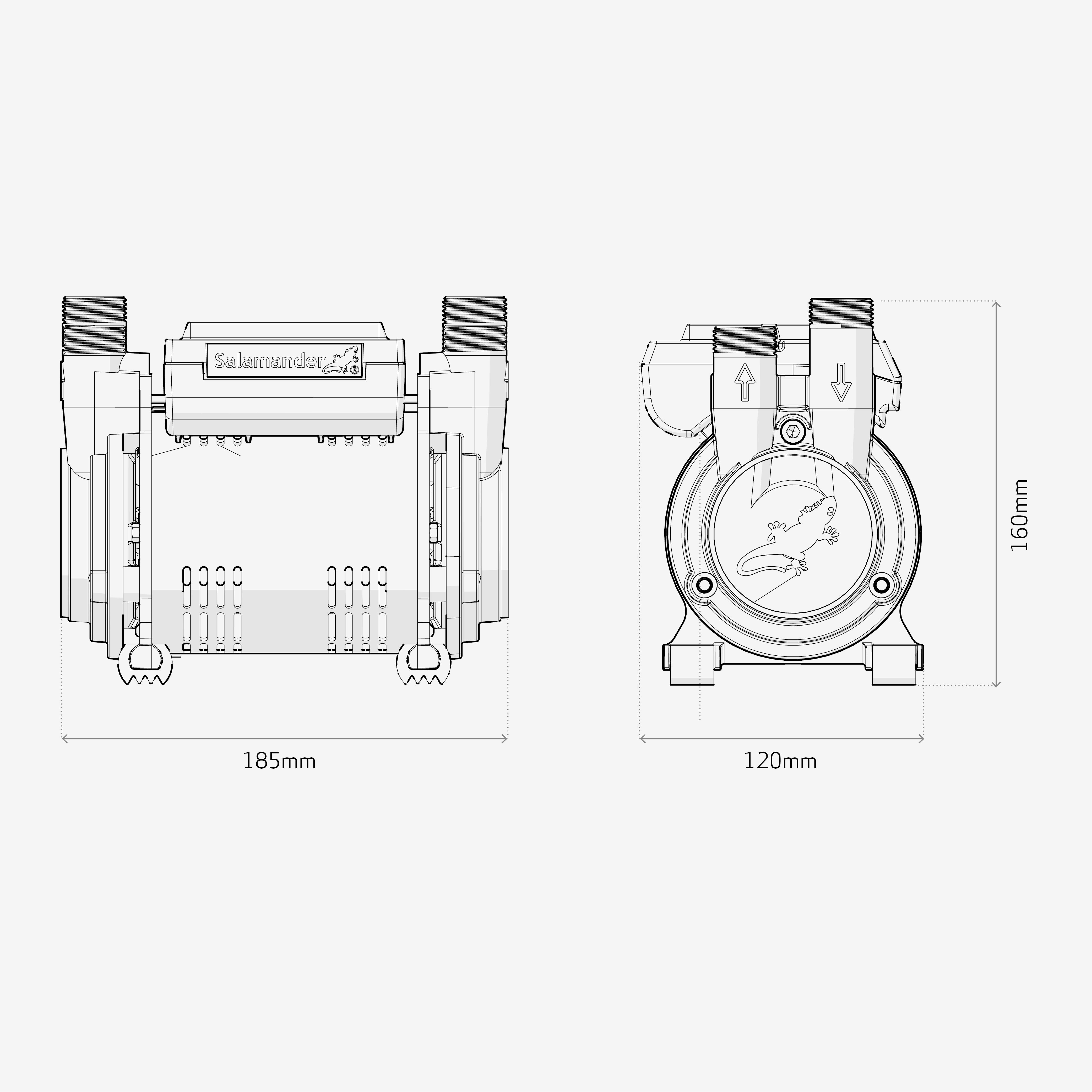 Salamander Pumps CT75 Xtra Twin 2 bar Shower pump (H)160mm (W)120mm (L)185mm