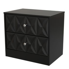 San Jose Ready assembled Black 2 Drawer Bedside chest (H)521mm (W)570mm (D)395mm